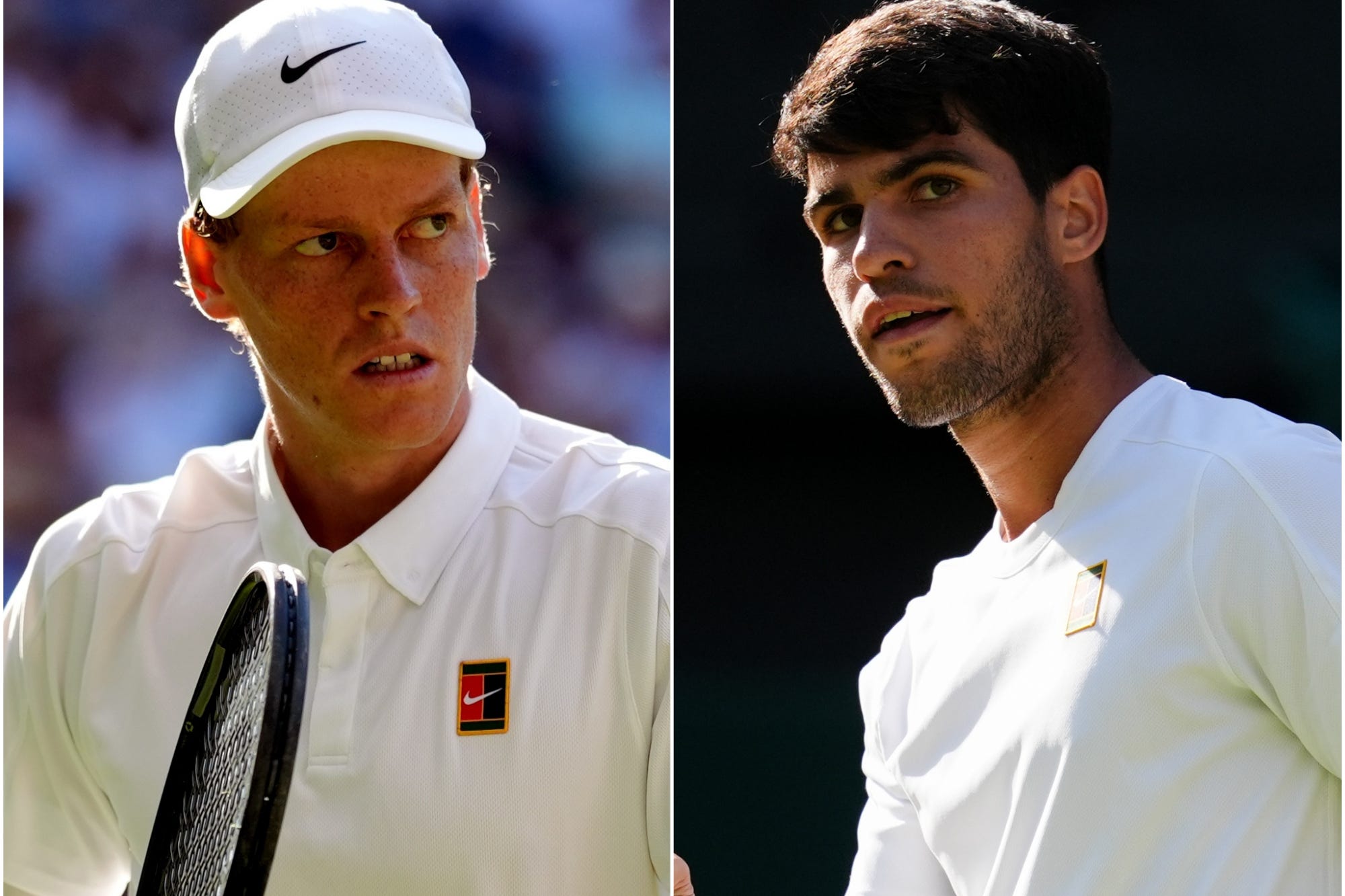 Jannik Sinner and Carlos Alcaraz will face off in the Wimbledon final (PA)