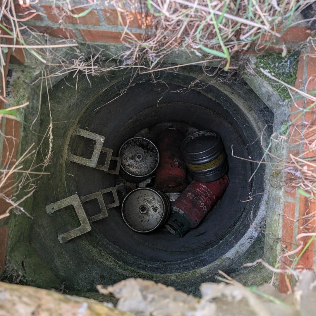 The firefighters had to use a reach pole and lines to lift cylinders that Jimmy was wedged under, so that they could lift him to safety