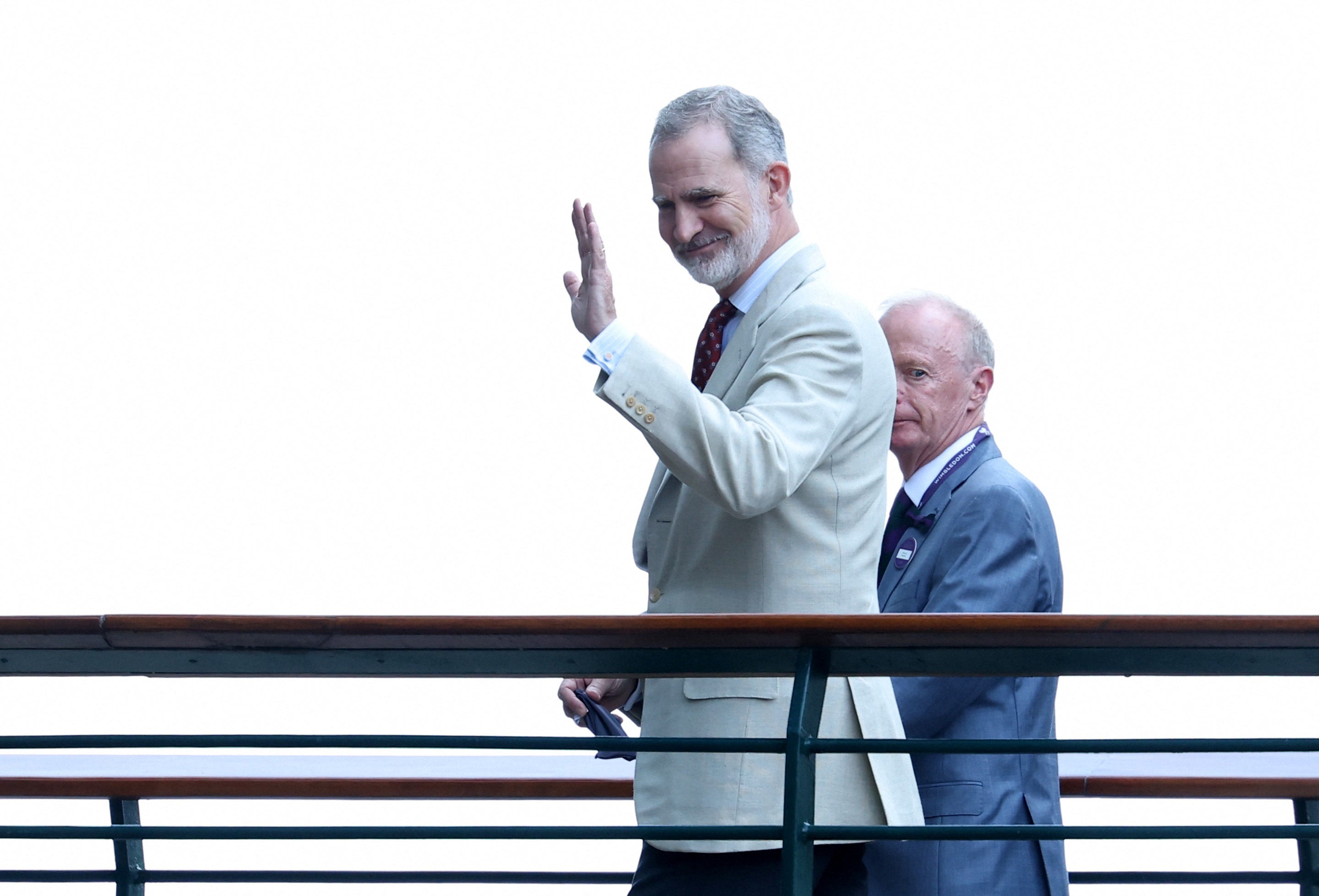 Spain's King Felipe VI arrives ahead of the men's singles final between Spain's Carlos Alcaraz and Italy's Jannik Sinner