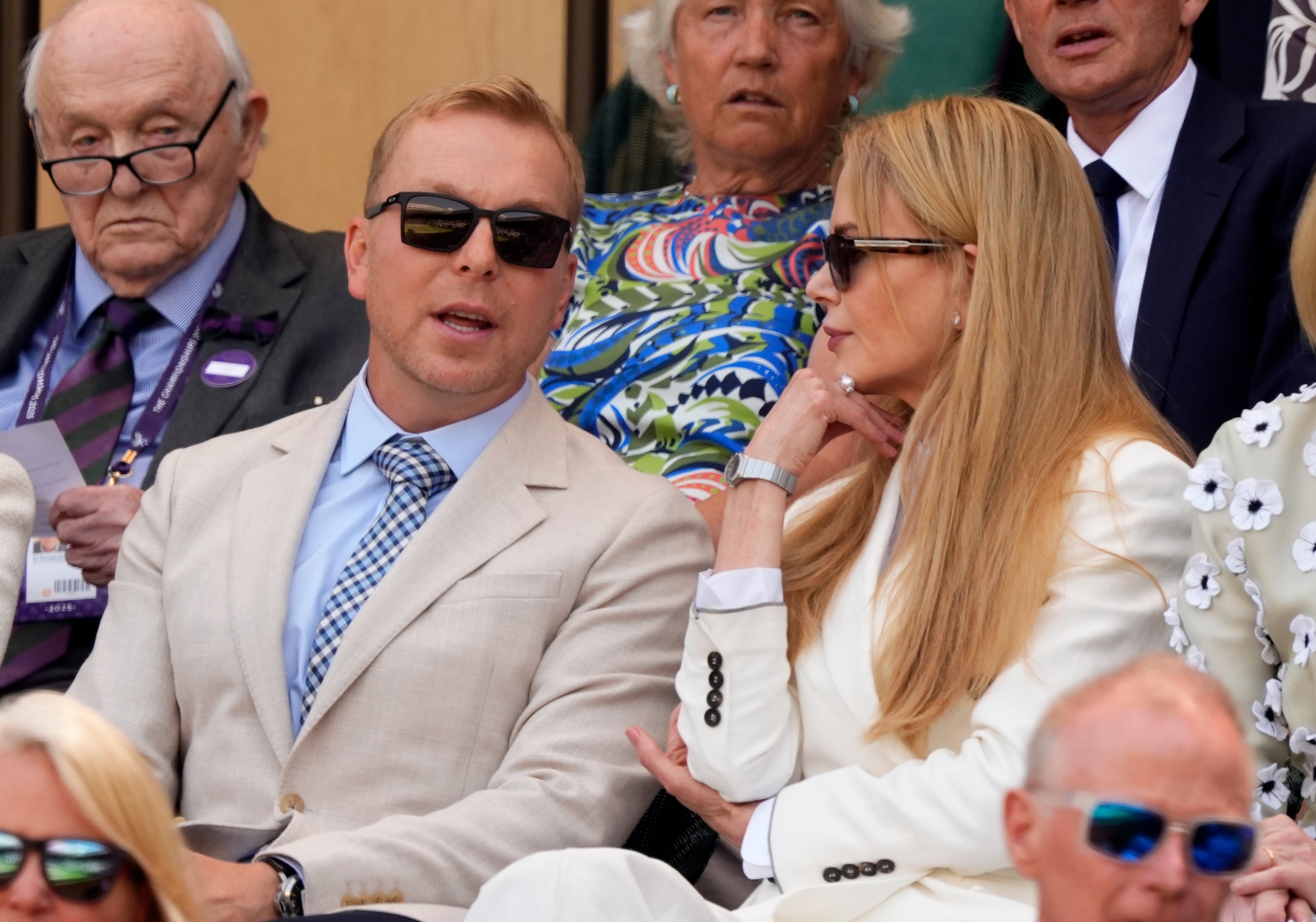 Sir Chris Hoy speaking with Nicole Kidman in the Royal Box