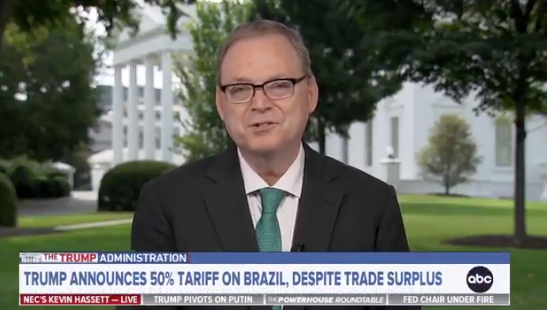Kevin Hassett, White House economic adviser, during an appearance on ABC's 'This Week' on July 13, 2025