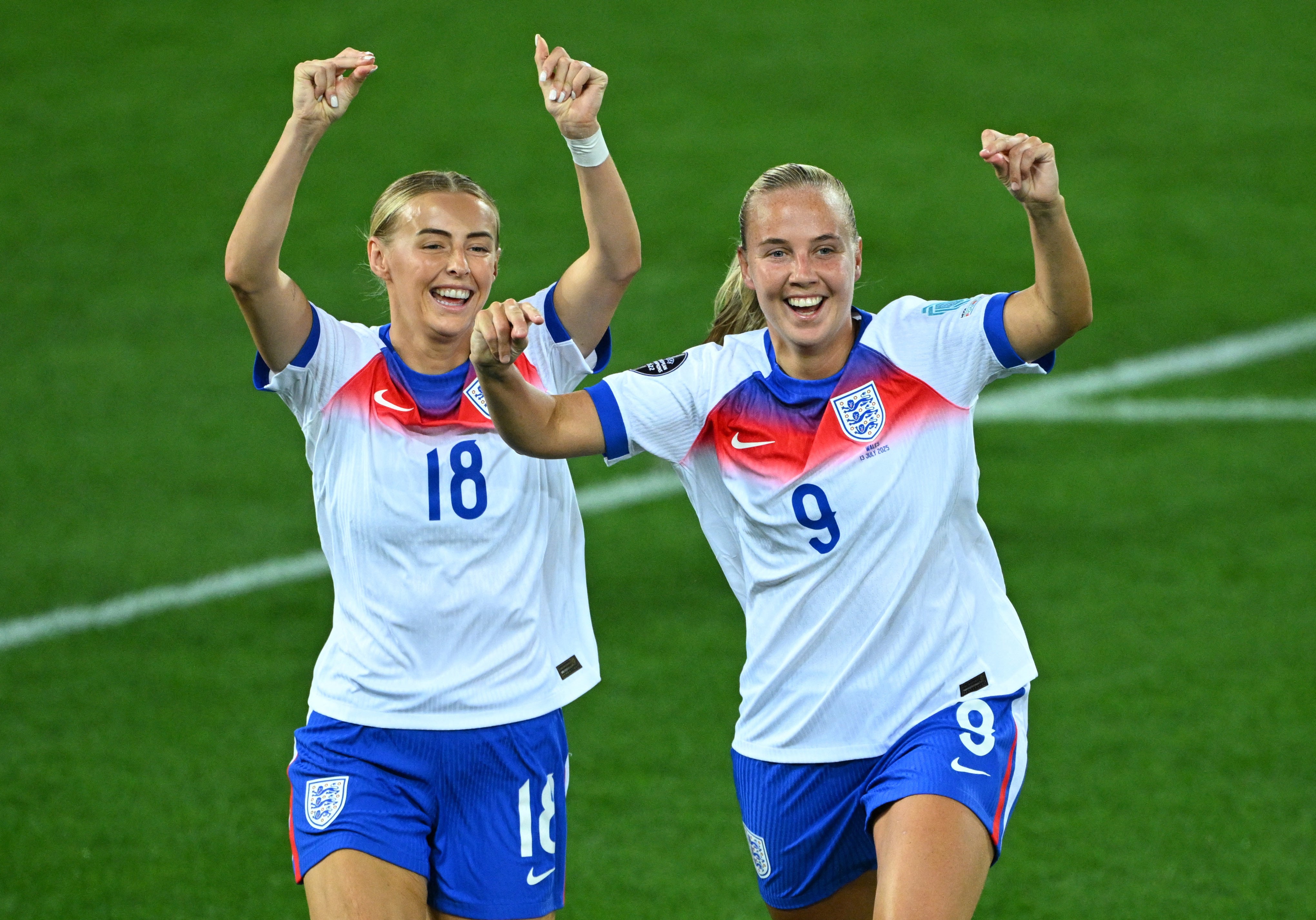 Mead ‘snaps’ towards the bench after scoring England’s fifth goal