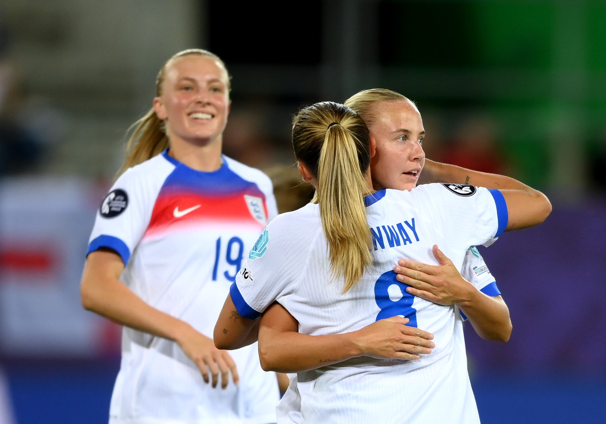 Beth Mead and Aggie Beever-Jones came off the bench to score as England won 6-1