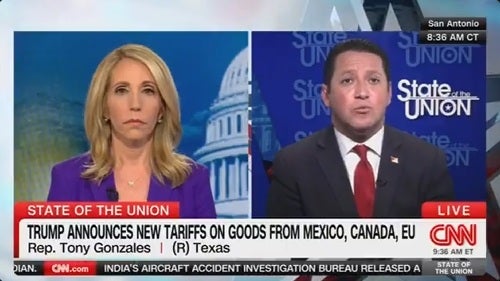Tony Gonzales, a congressman from a border district in Texas, defended Trump's plans for 30% tariffs against Mexico on Sunday