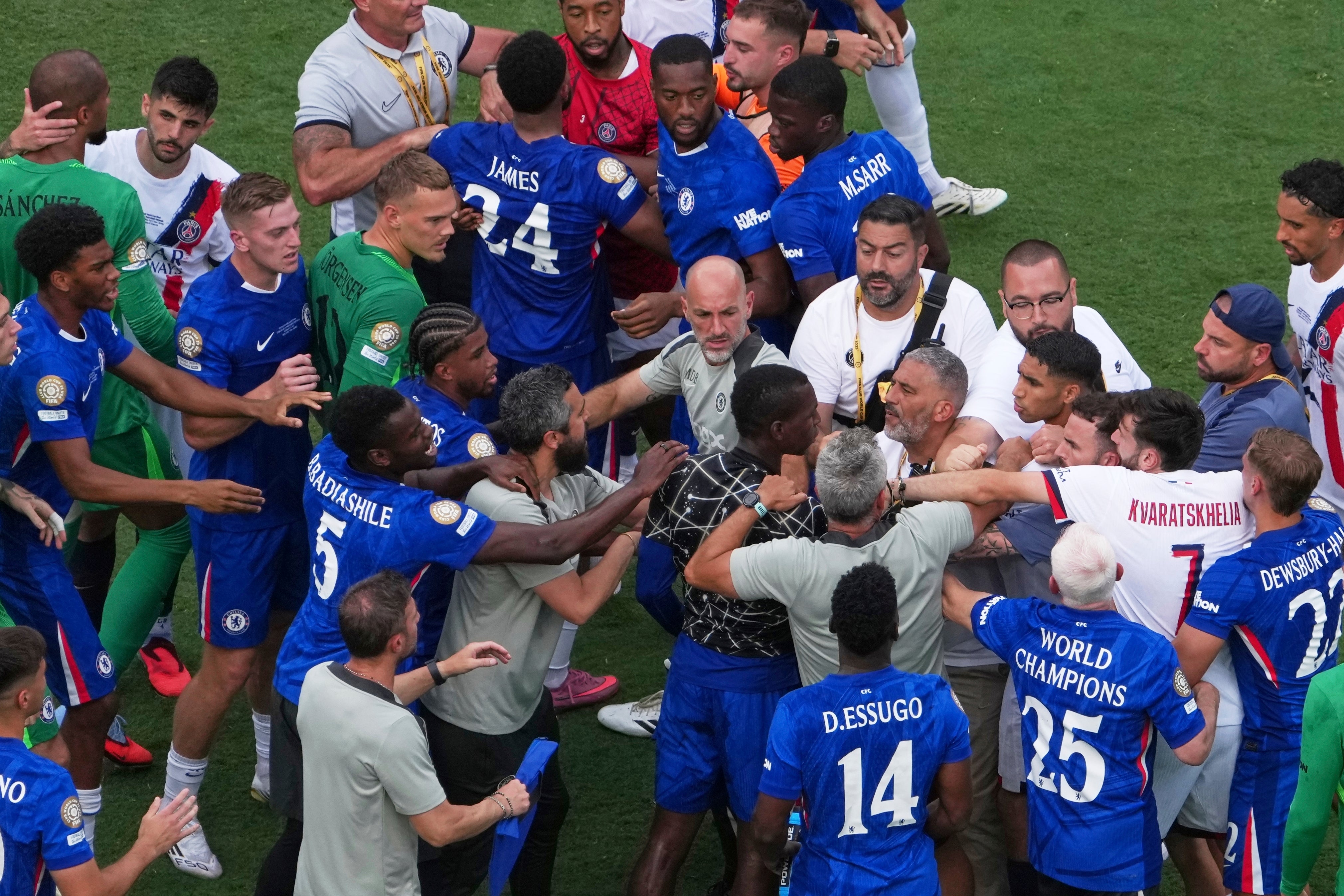 A brawl between the teams broke out after full-time
