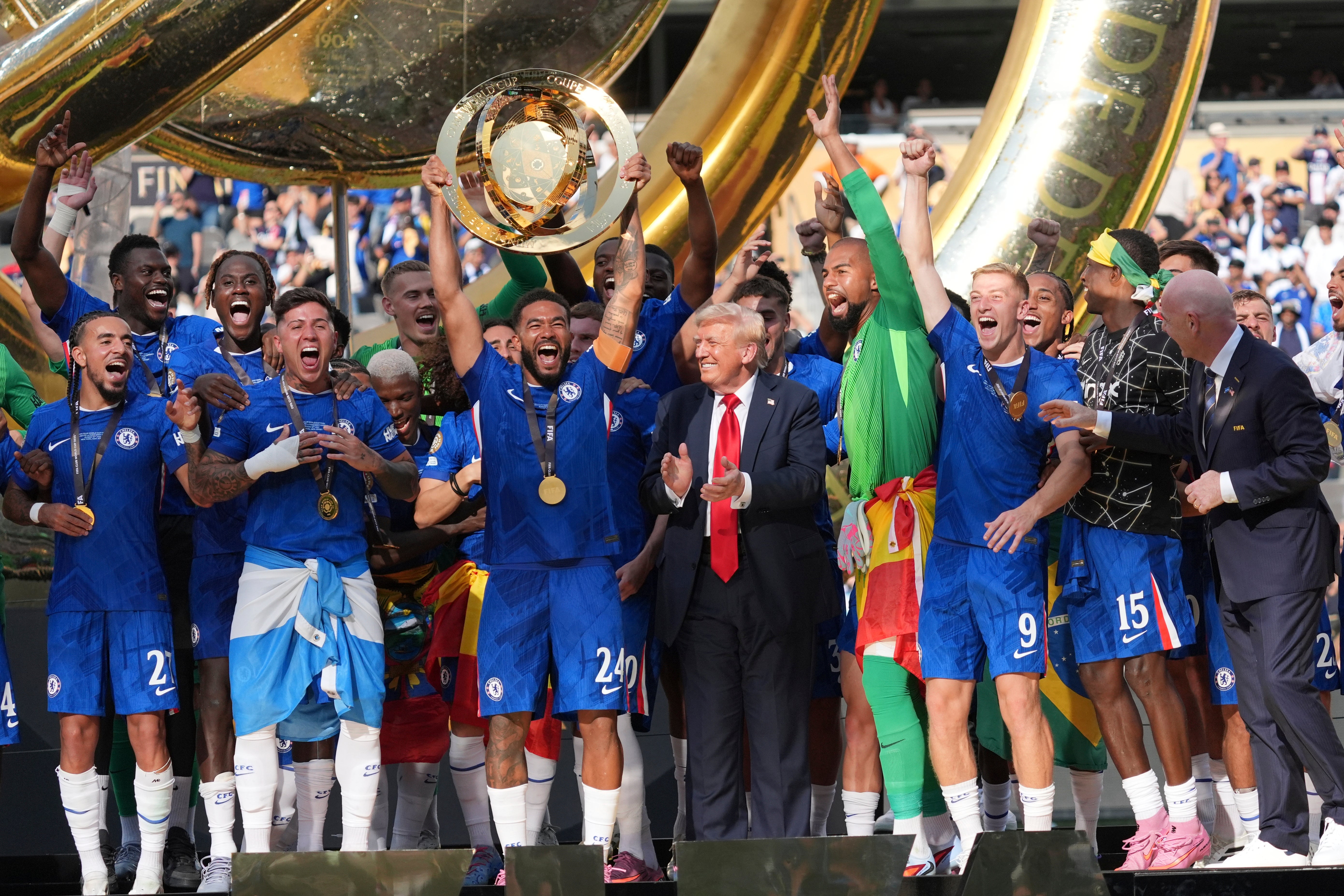 Chelsea ended the Club World Cup as victors, with Donald Trump bizarrely gatecrashing their celebrations