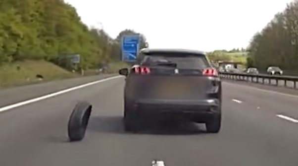 A trye comes off David Sherratt’s car before his arrest