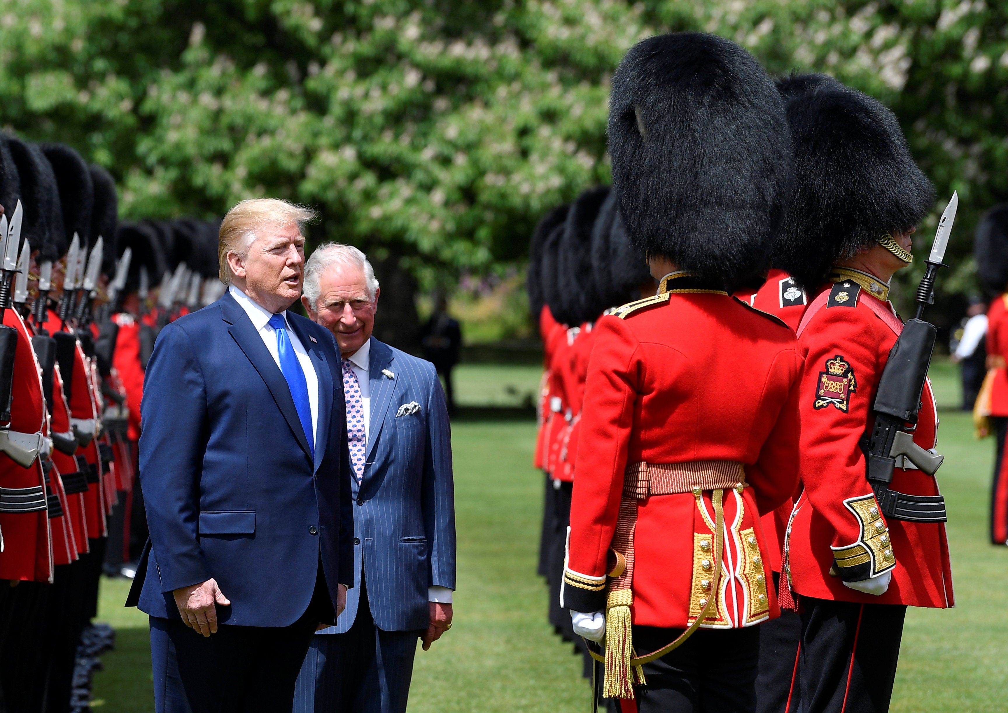 Charles and Mr Trump during his ceremonial welcome at Buckingham Palace six years ago