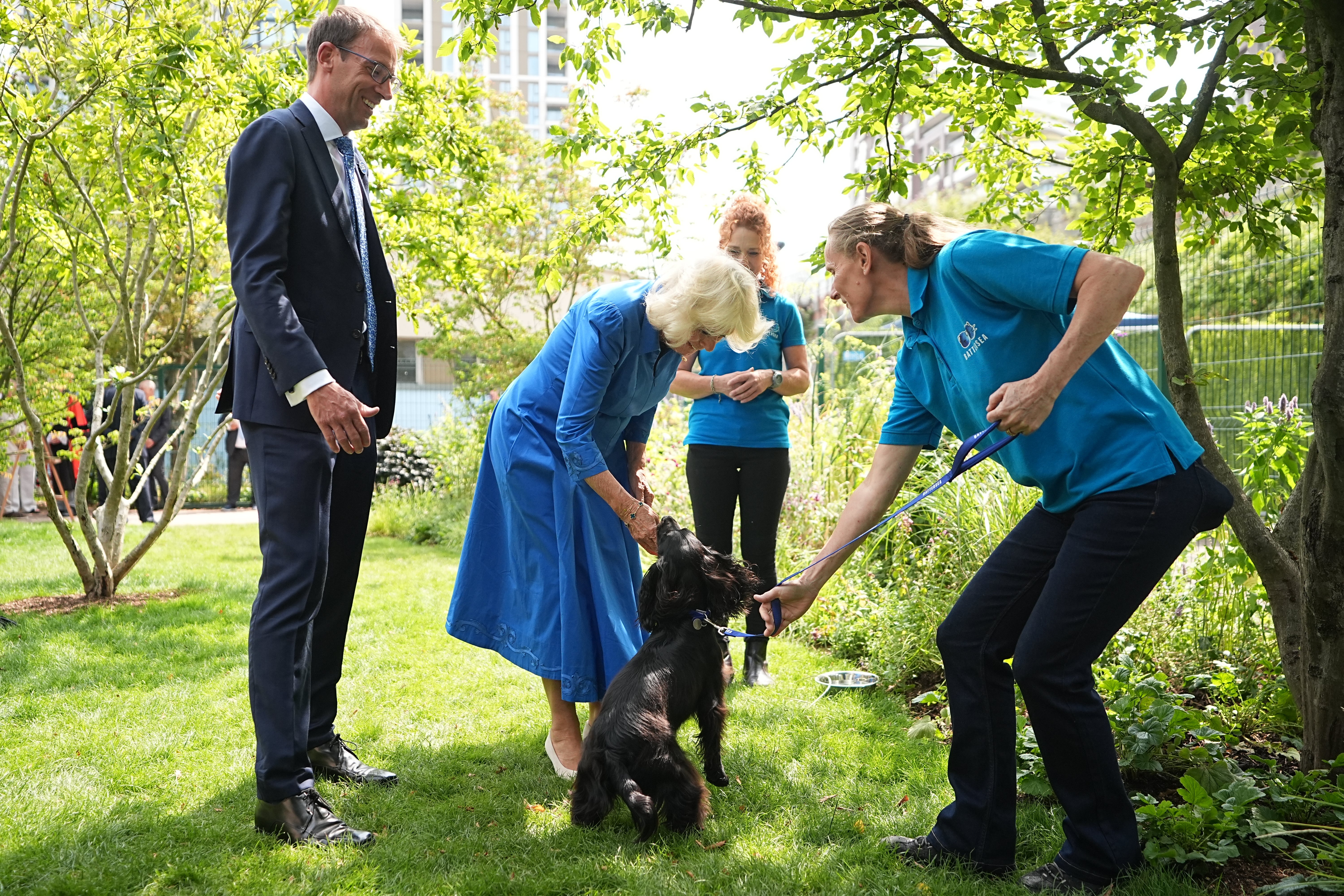 The queen during a visit to unveil the Royal Horticultural Society and BBC Radio 2 Dog Garden