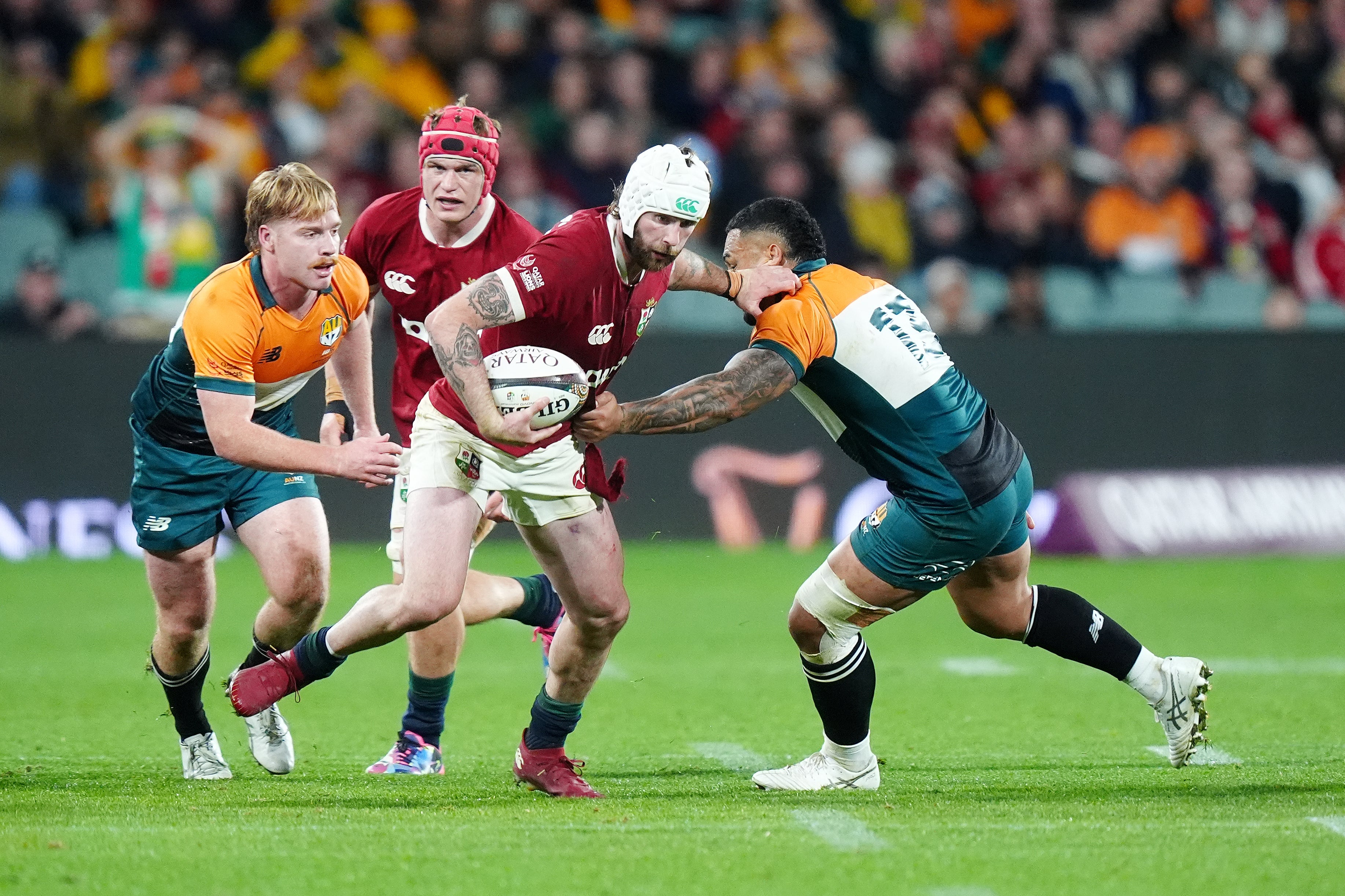 Mack Hansen (centre) in action against the AUNZ Invitational XV (David Davies/PA)