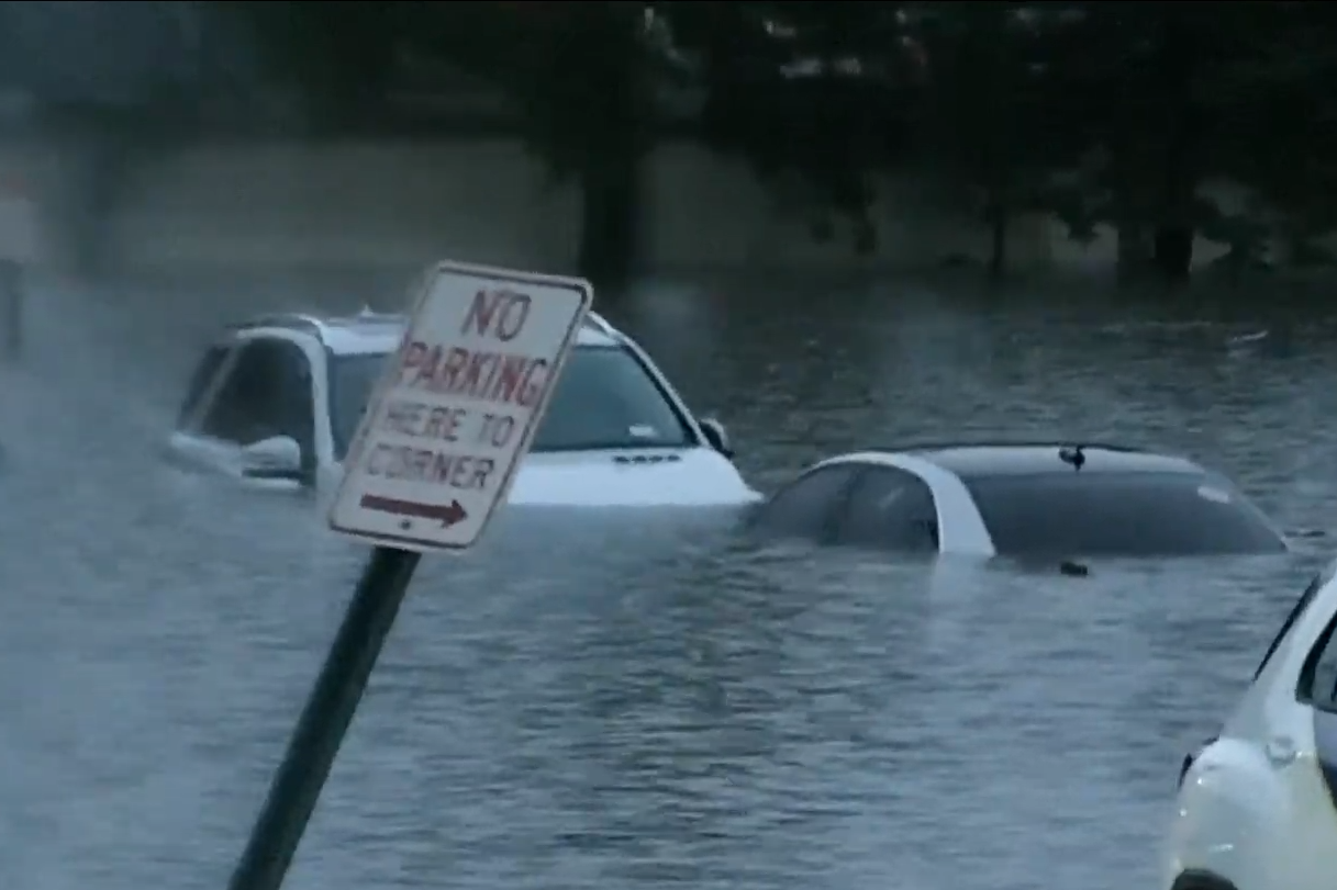 Flooding in Elmsford, New York, captured by CBS News
