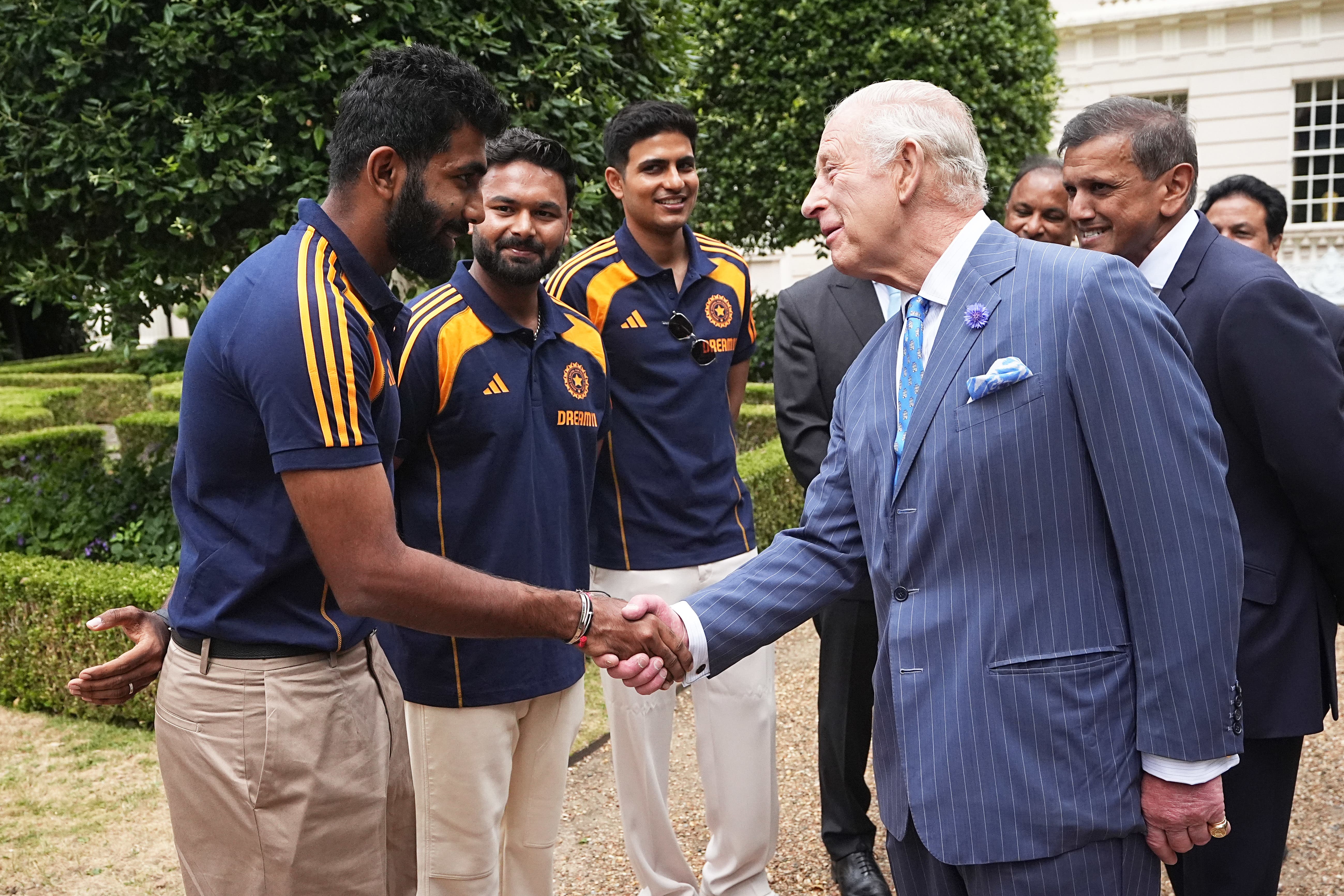 Charles meets members of the India men’s Test cricket team (Aaron Chown/PA)