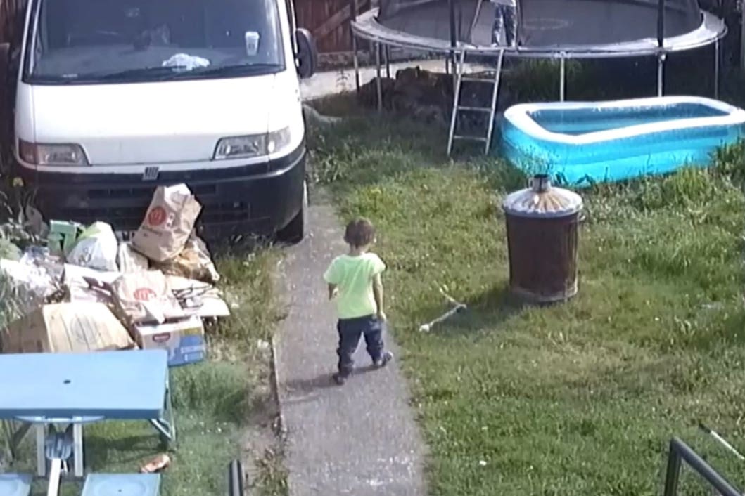 A CCTV image of Ethan in the back garden of the family home in Garden City, Deeside