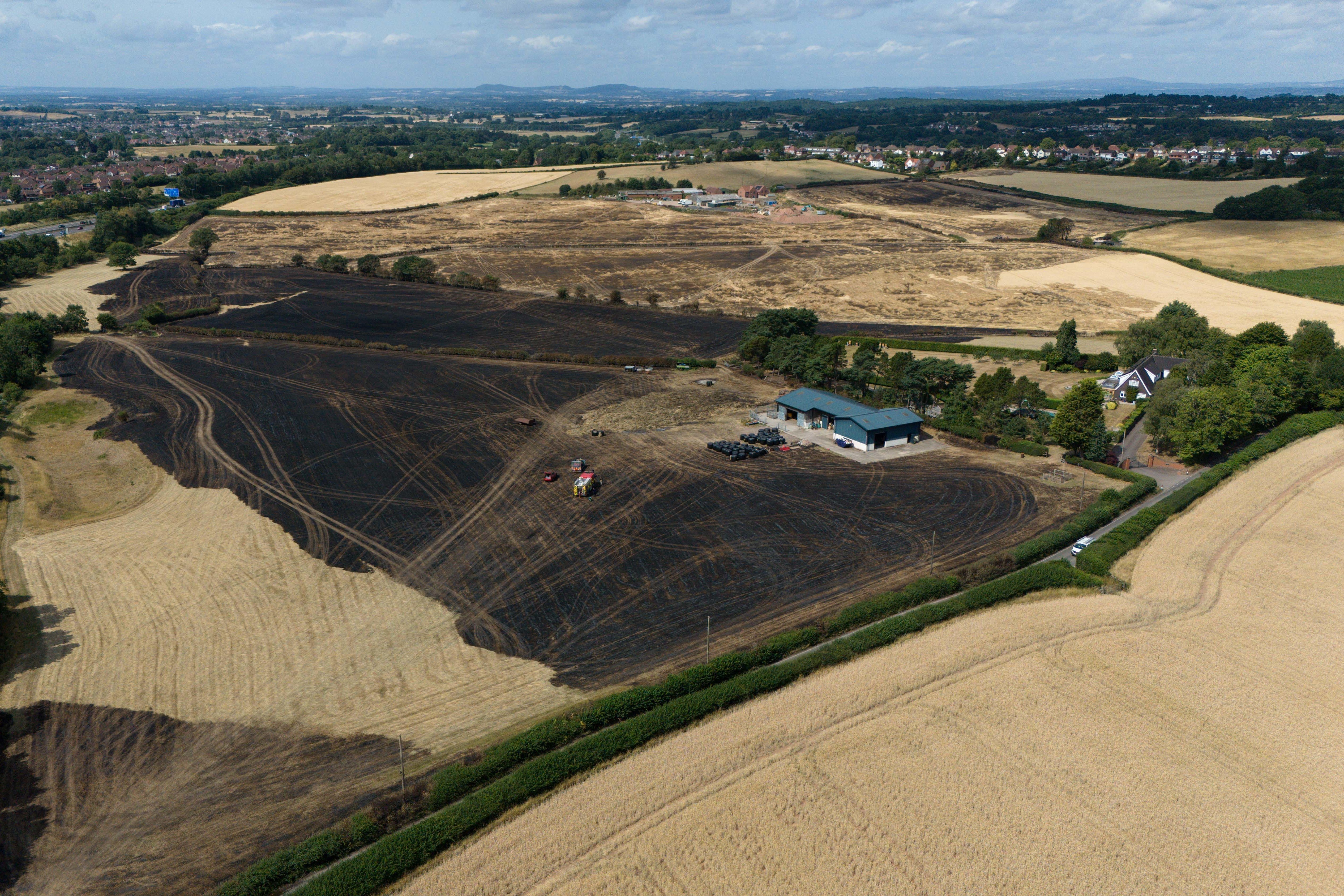 A field in Marlbrook, Worcestershire, after a fire (Jacob King/PA)