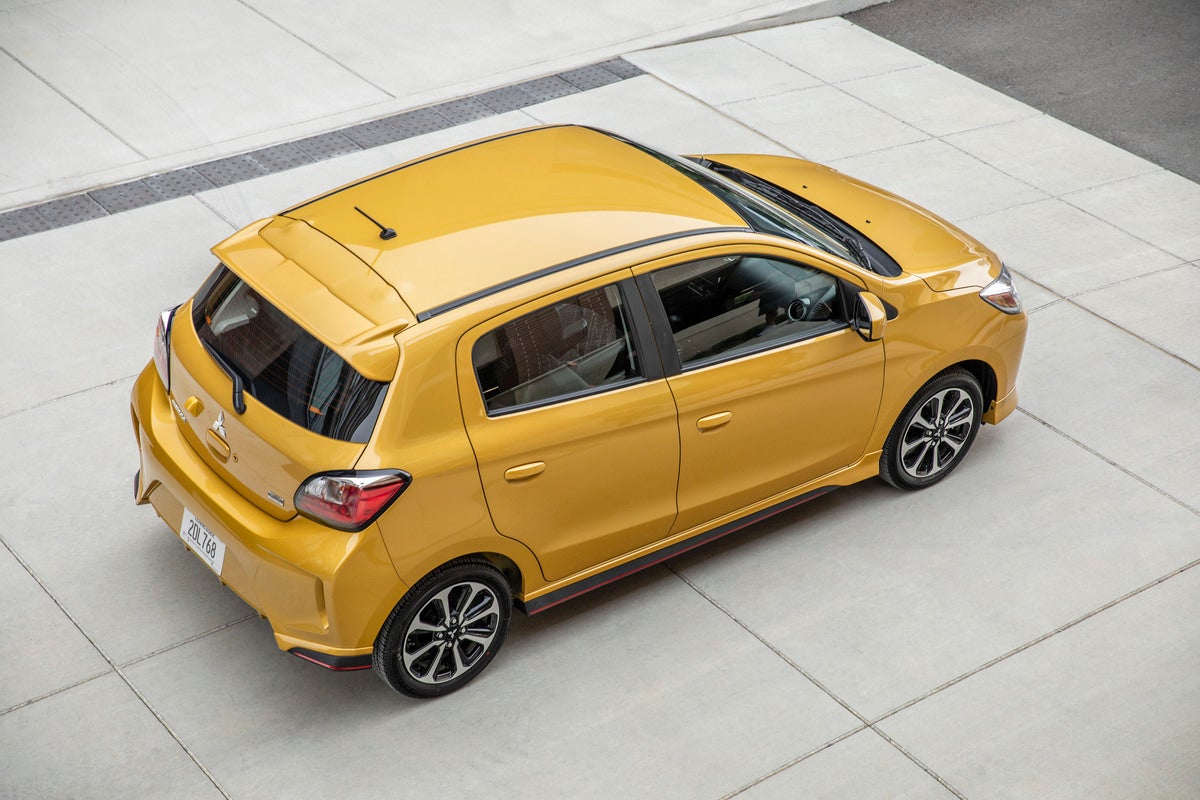 A 2024 Mitsubishi Mirage. The vehicle is the last remaining U.S. car priced under $20,000, and experts say it'll disappear from dealer lots by the end of the summer