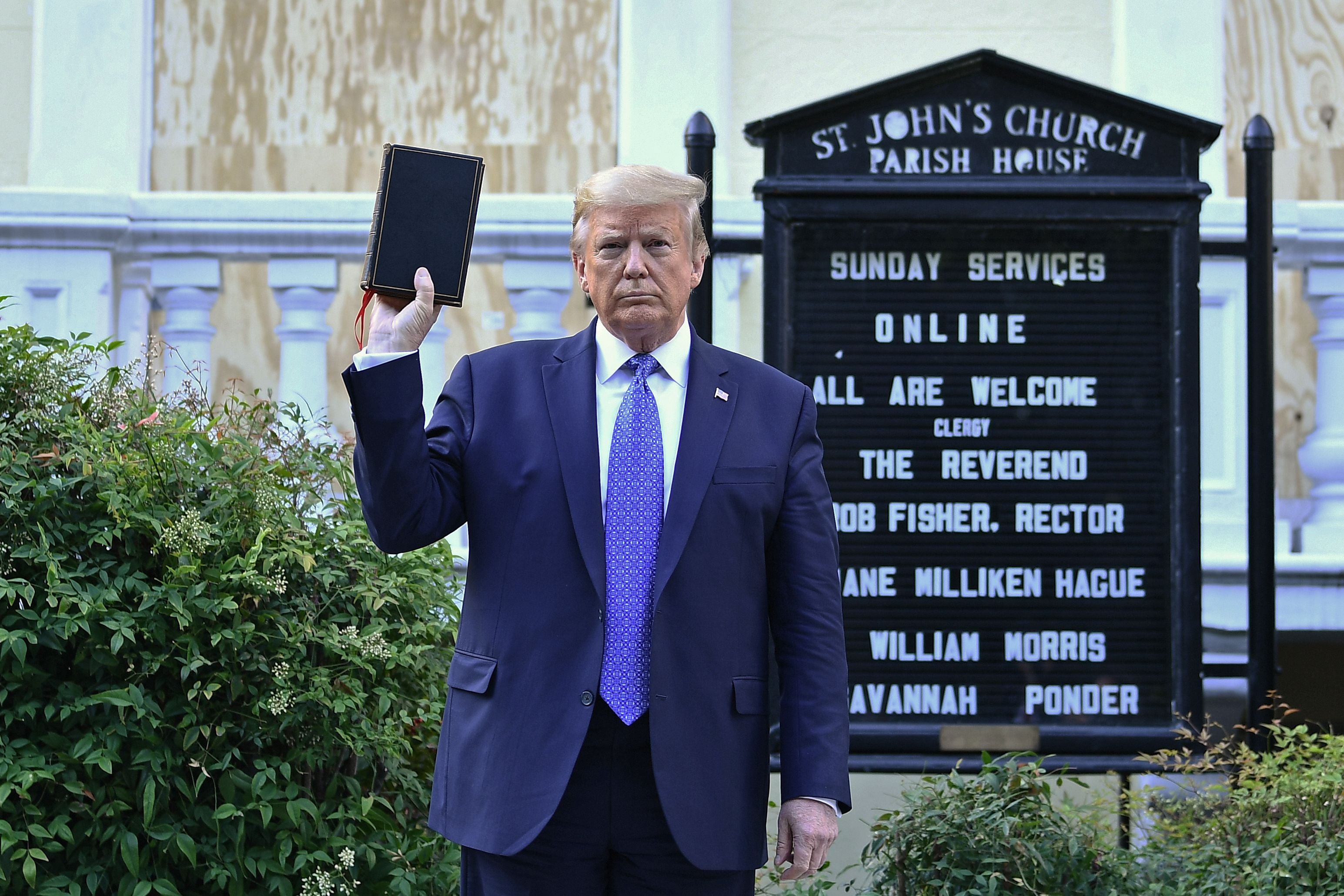 Trump was accused of using the Bible as a political prop in a publicity stunt outside St John's Episcopal church in Washington, DC during the Black Lives Matter protests in 2020