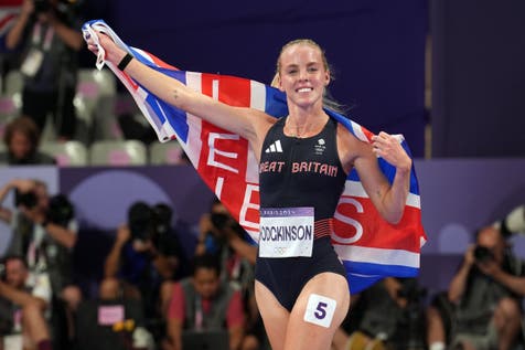 <p>Keely Hodgkinson won the women’s 800m at the Olympics last year (Martin Rickett/PA)</p>
