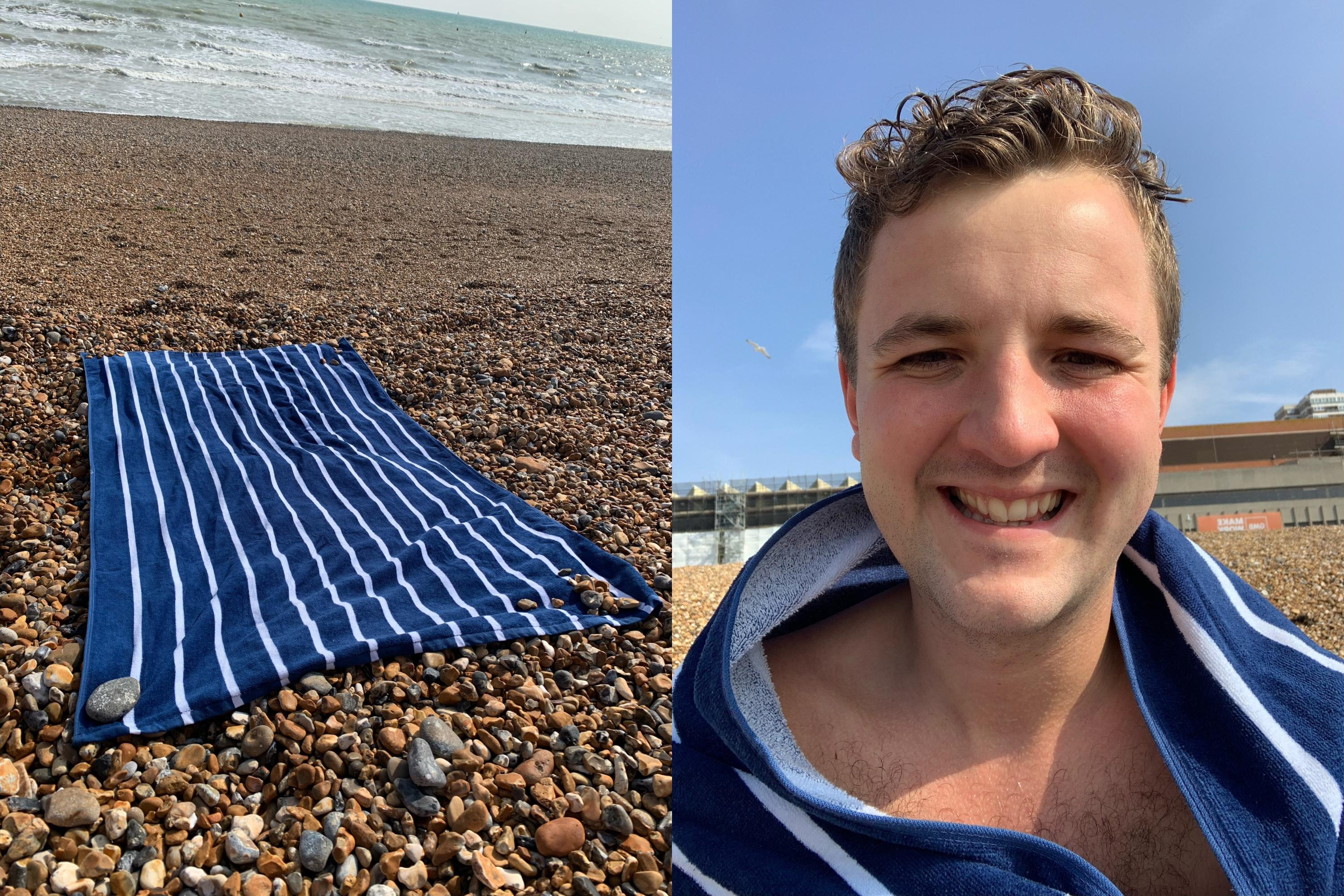 best beach towel Habitat blue skinny stripe beach towel indybest