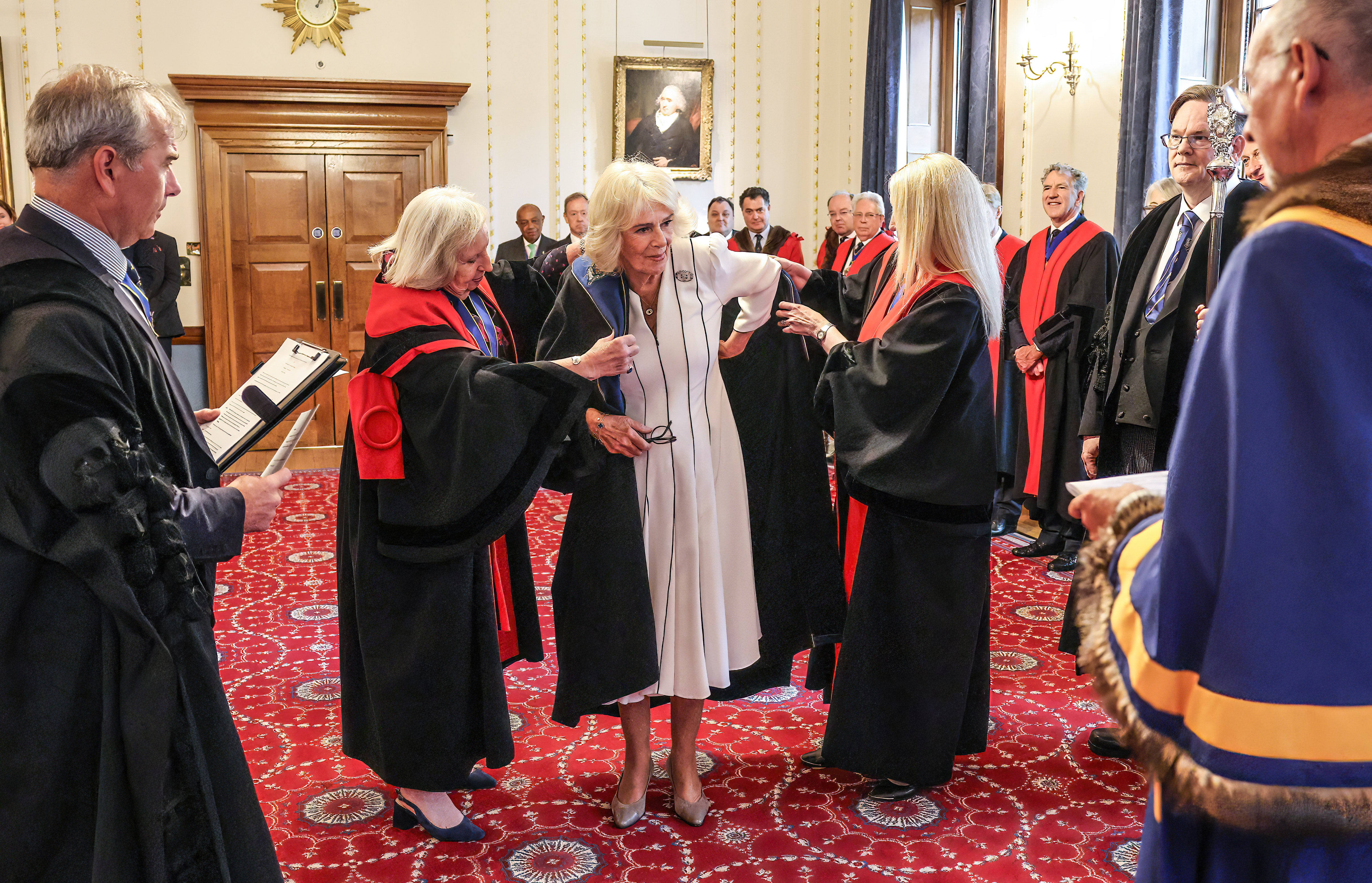 Queen Camilla is installed as an Honorary Freeman and Liveryman of the Worshipful Company of Stationers and Newspaper Makers, at Stationers' Hall, London