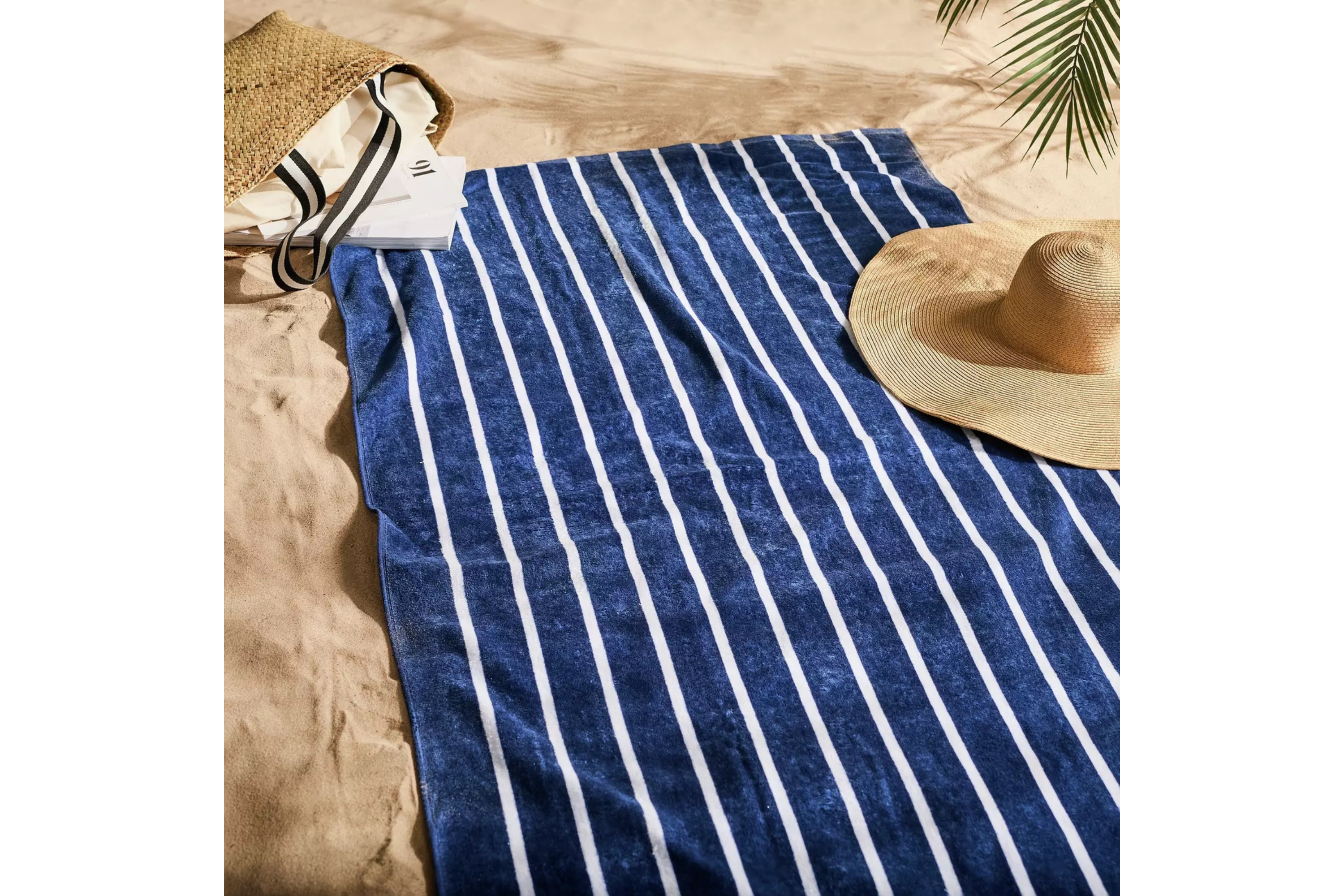 best beach towel Habitat blue skinny stripe beach towel indybest