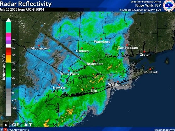 The National Weather Service wrote shortly after 10 p.m. ET Monday on X, 'The heaviest rainfall has shifted east and weakened'