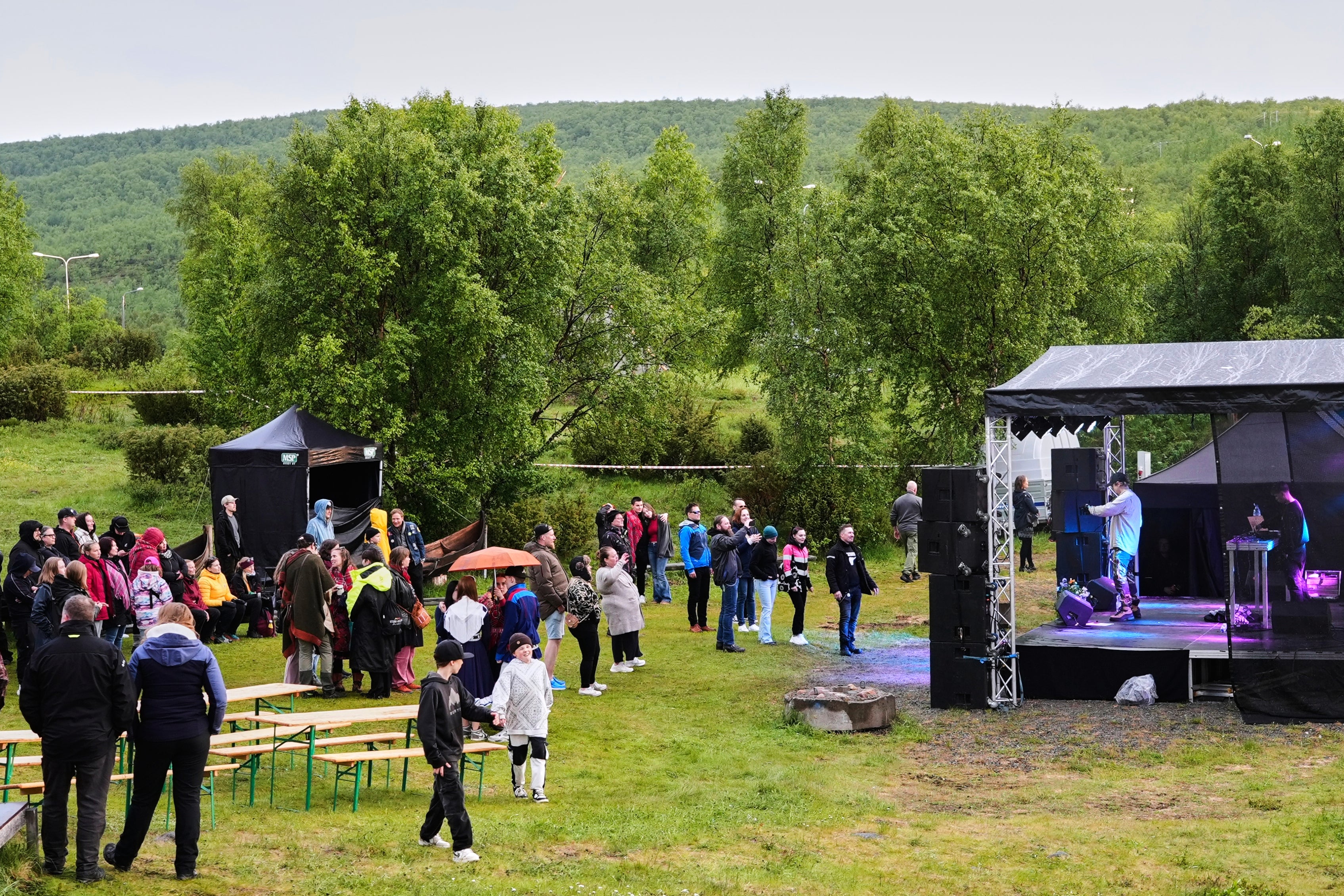 Artist Talonpoika Lalli performs at the Loktafeasta rap festival in Utsjoki village, north of the Arctic circle, Finland