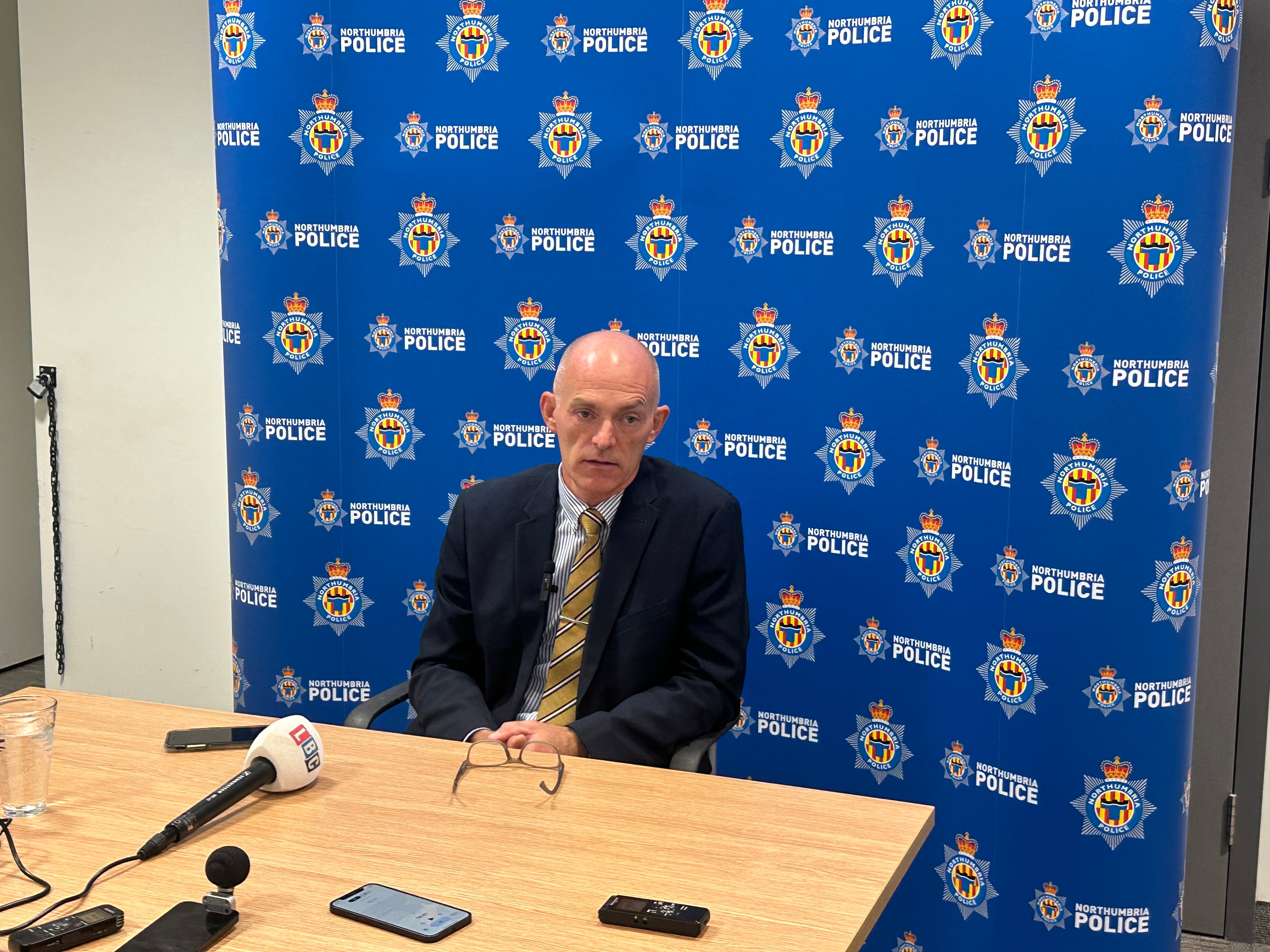 DI Calum Meikle speaks to journalists about the police investigation into the catching of the Sycamore Gap tree fellers