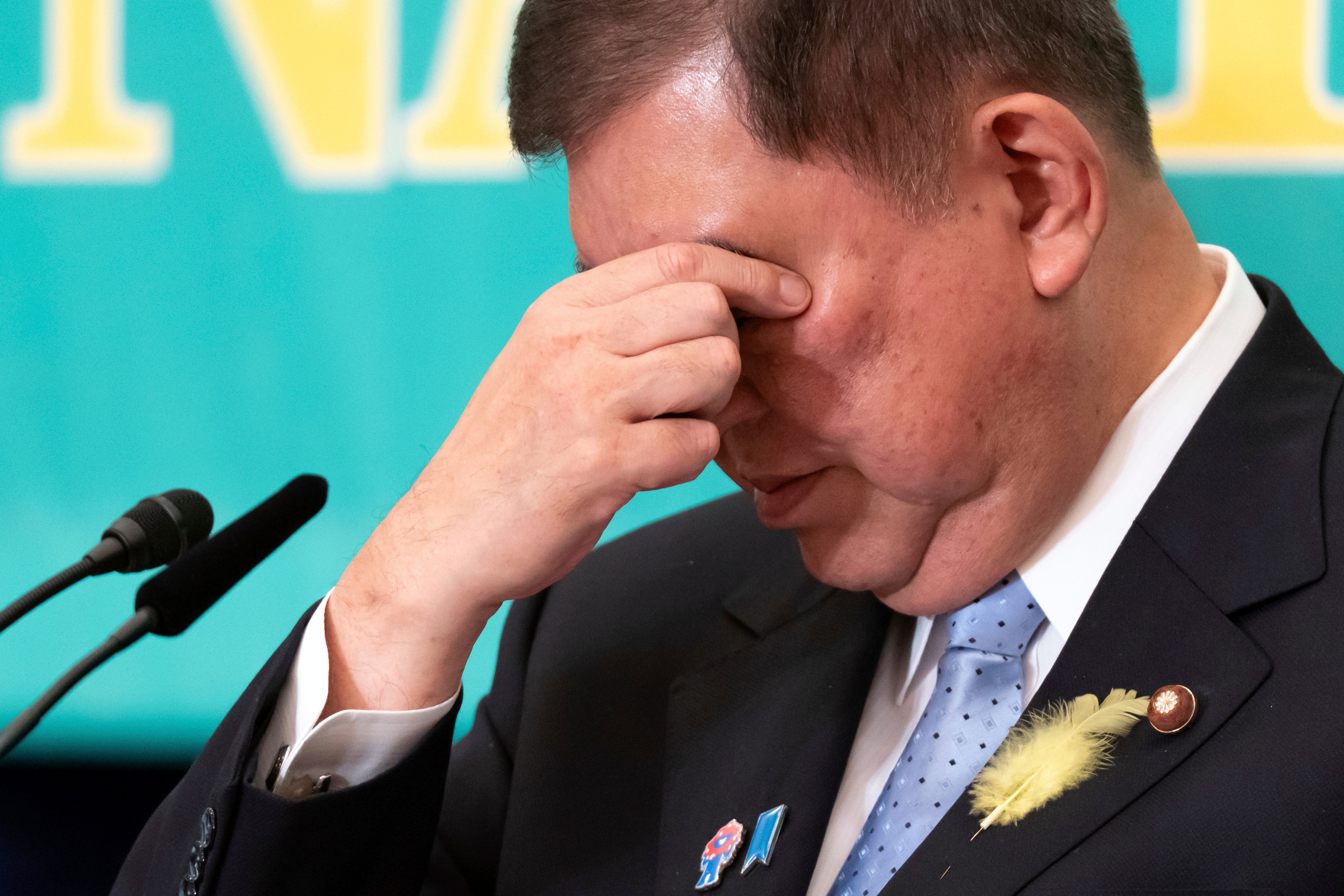 Japan's Prime Minister and Liberal Democratic Party President Shigeru Ishiba takes part in a debate with leaders of other political parties at the Japan National Press Club in Tokyo, Japan, Wednesday, July 2, 2025. (Tomohiro Ohsumi/Pool Photo via AP)