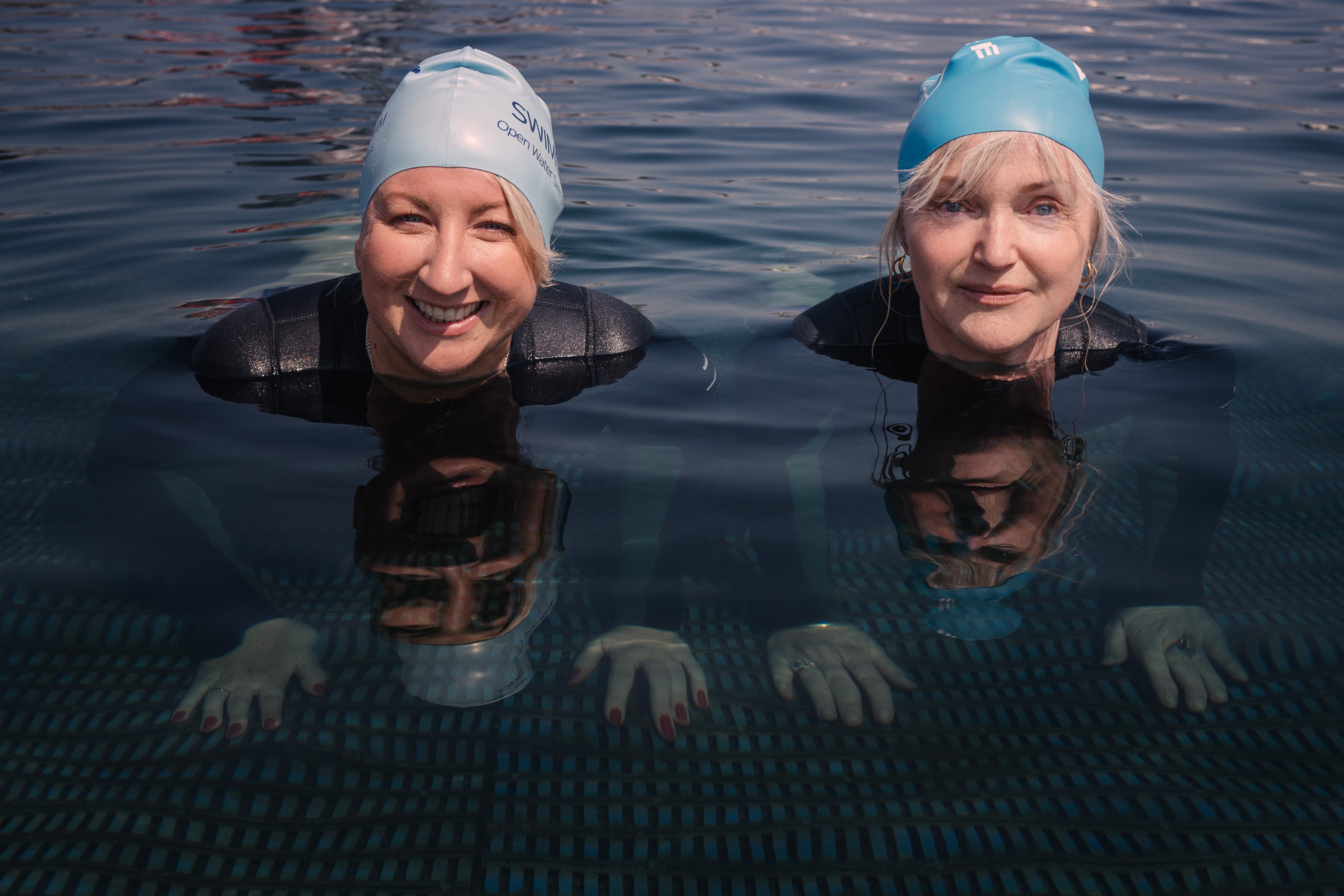 Swim stars: Miranda Richardson (r) and Maggie Service (Sarah M Lee/WWF-UK/PA)