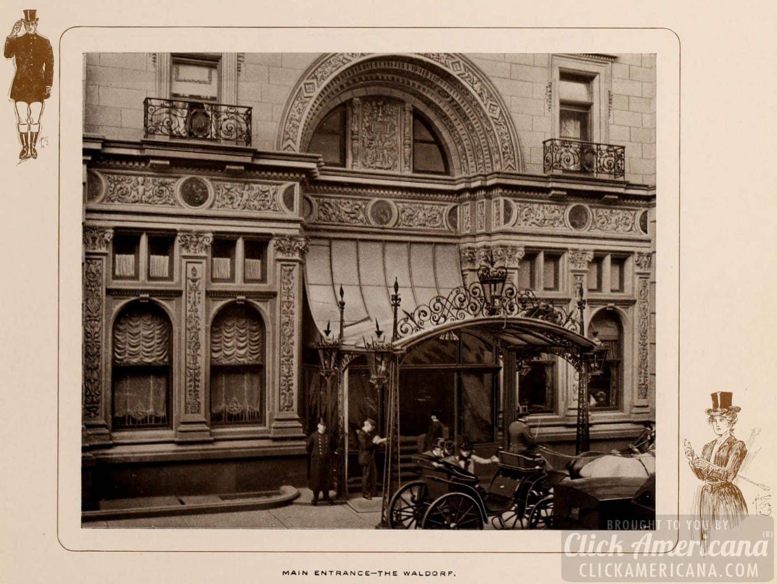 The main entrance of the Waldorf Hotel in 1903