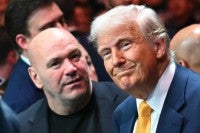 UFC CEO Dana White (left) has confirmed that President Trump has given the go-ahead for a cage fight on the grounds of the White House