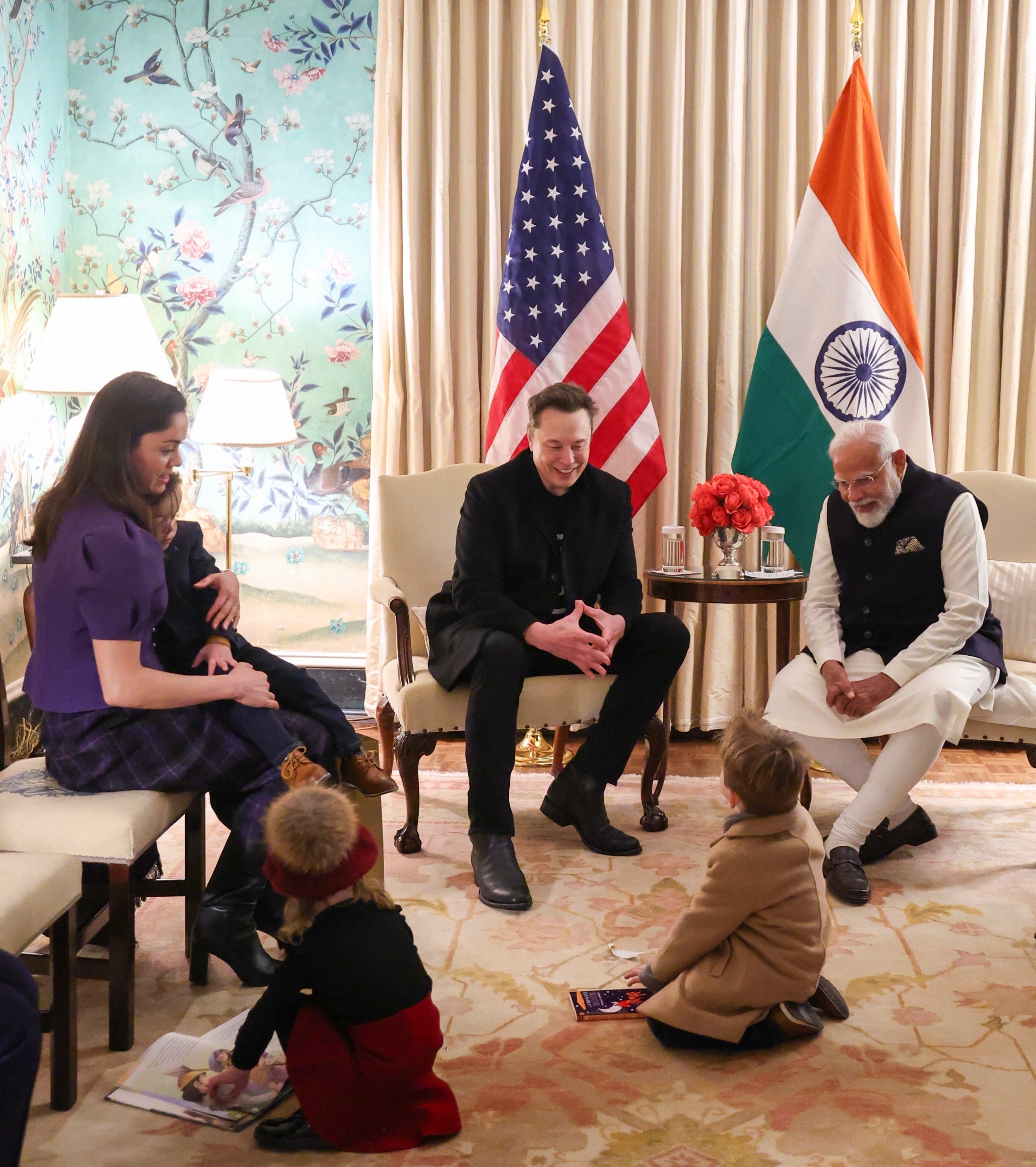 Indian prime minister Narendra Modi meets with Elon Musk in the US in February 2025