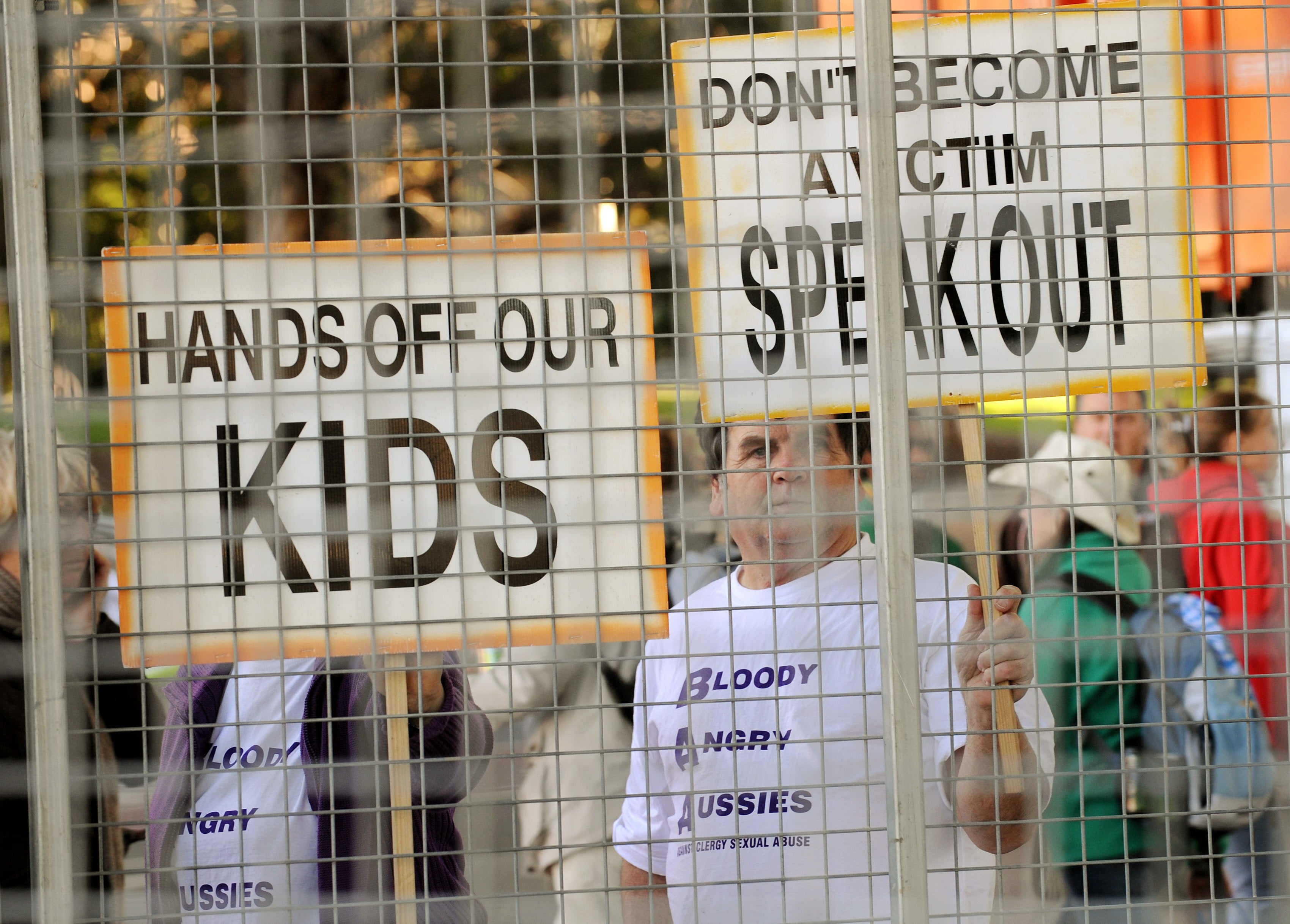 File: Activists protesting child sexual abuse in Sydney on 18 July 2008
