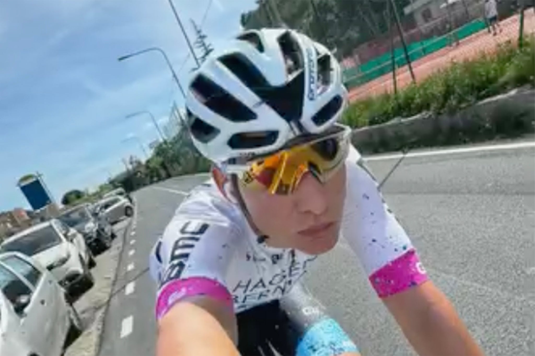 Samuele Privitera crashed during the opening stage of the Giro della Valle d’Aosta in the Italian Alps