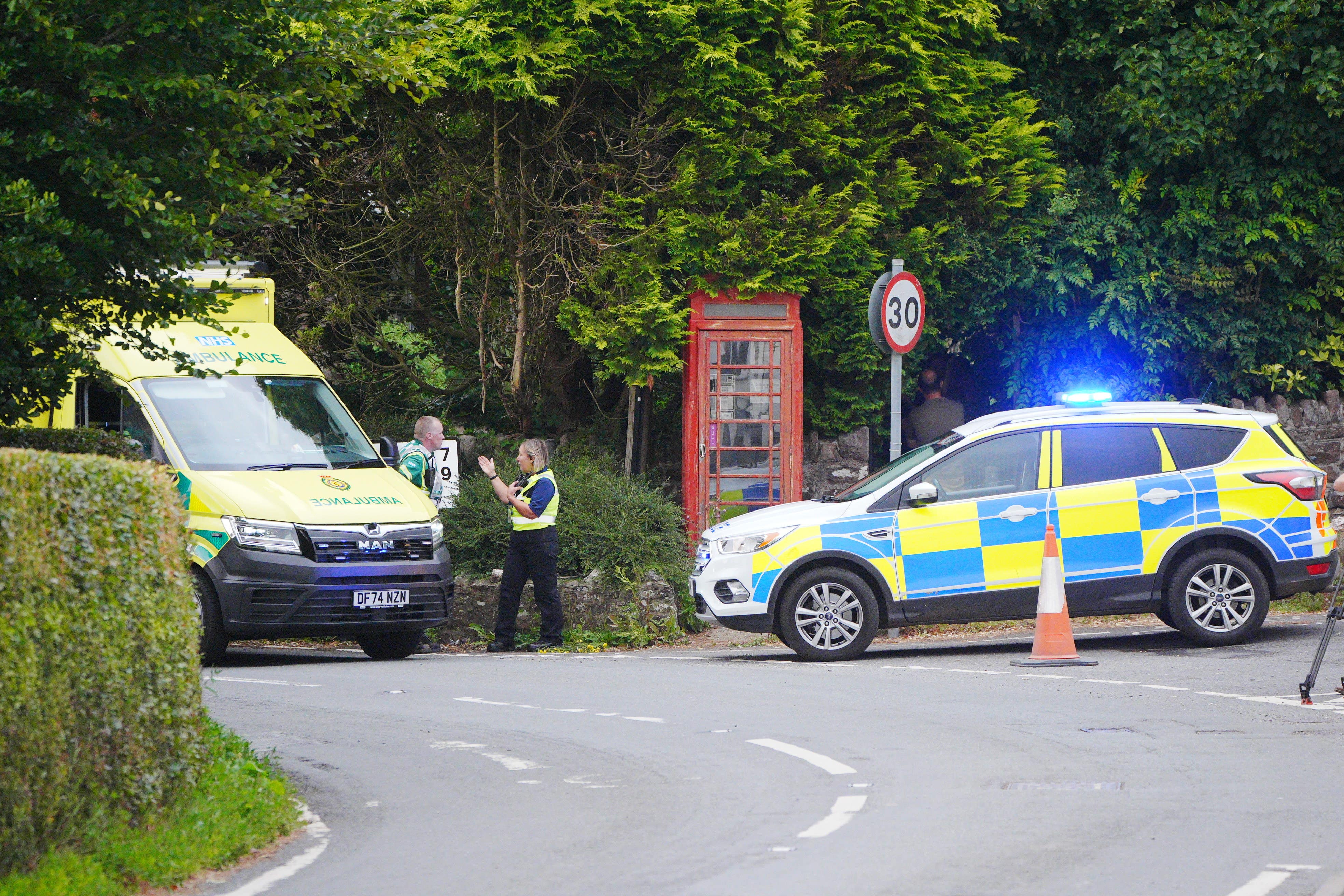Emergency services near the scene of a bus crash on the A396 Cutcombe Hill near Minehead (Ben Birchall/PA)
