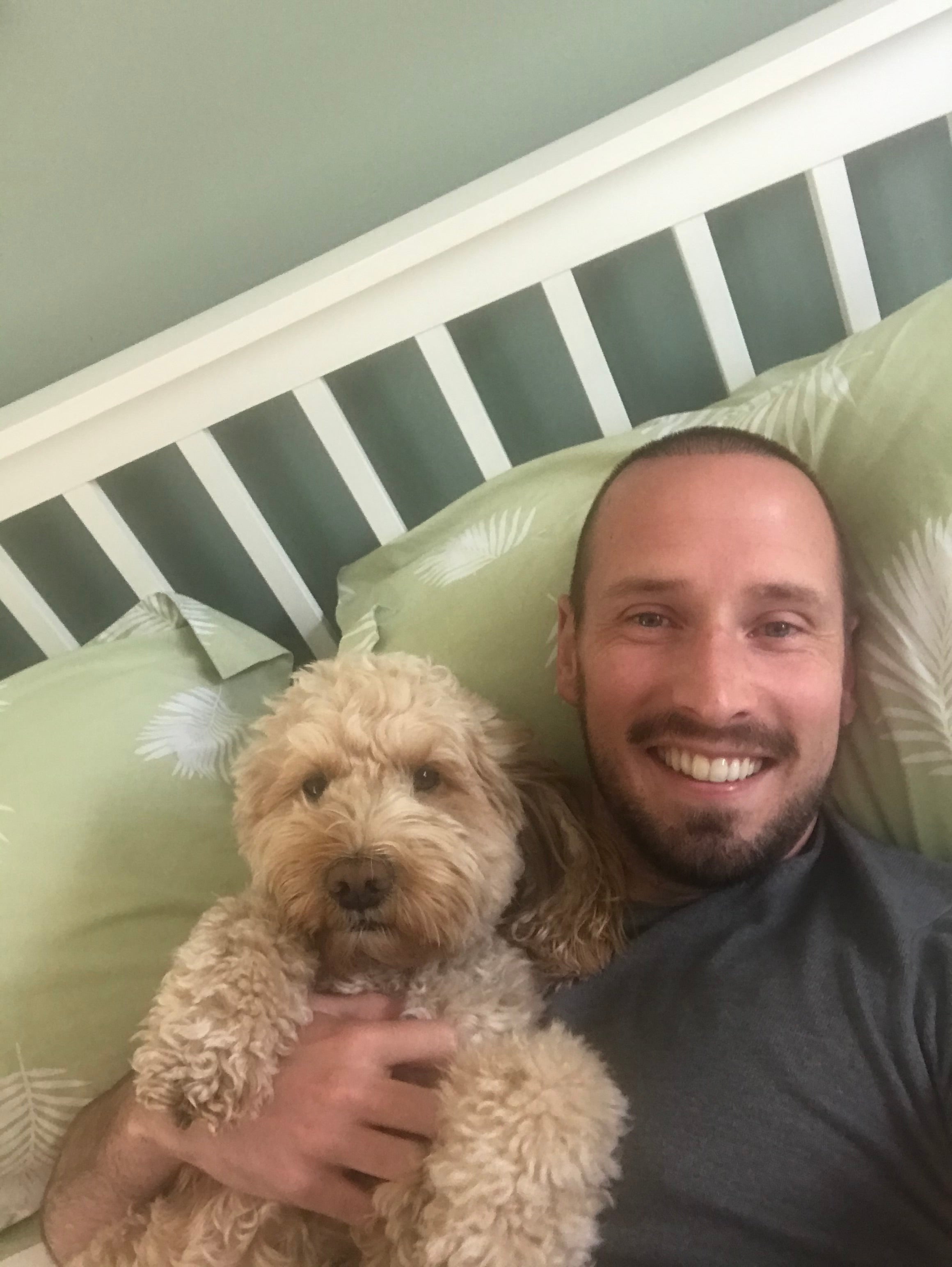 Steven and his cockapoo Jarvis