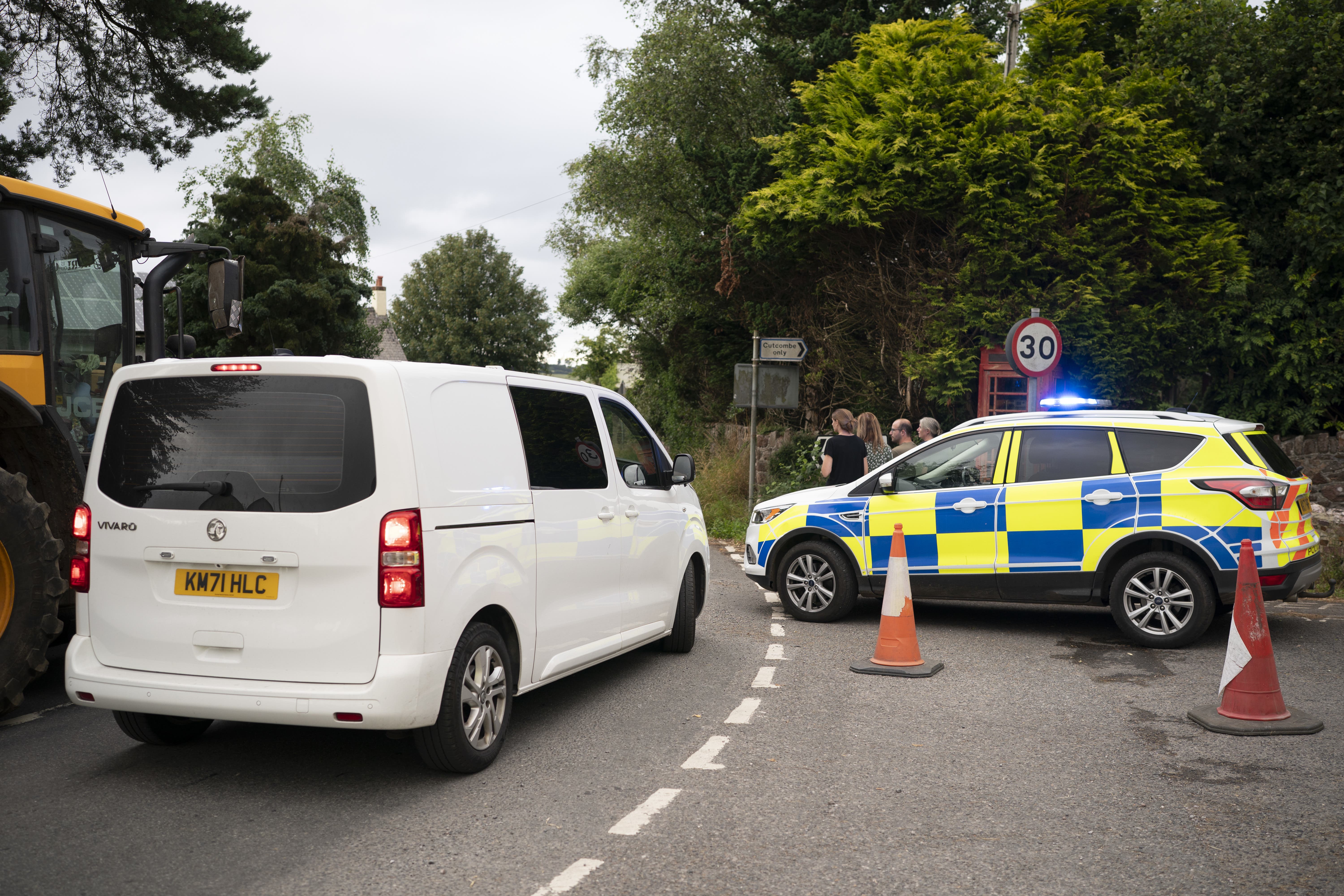 Police closed the A396 after a coach left the road on its way back from Exmoor Zoo on Thursday (Ben Birchall/PA)