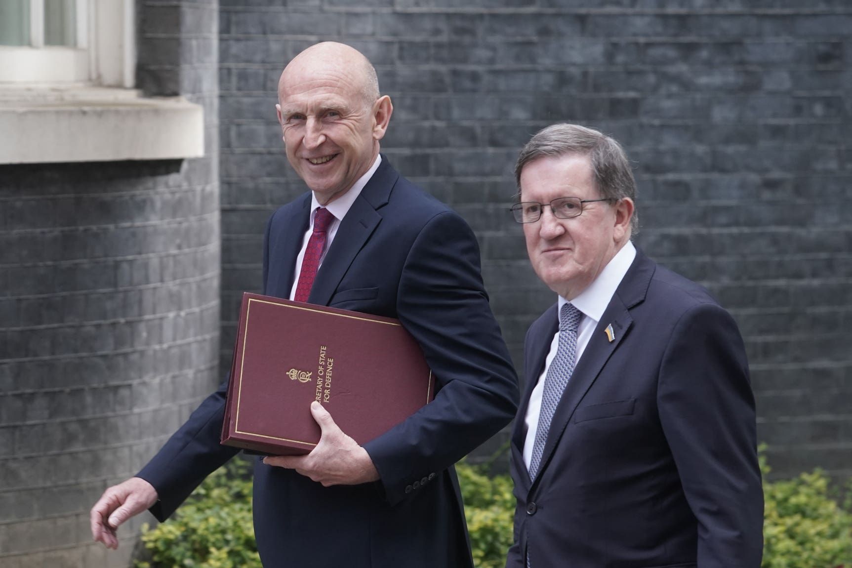 Former Nato chief Lord Robertson of Port Ellen with Defence Secretary John Healey