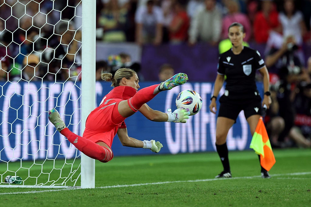 Falk had been in inspired form, saving from Lauren James, Beth Mead and Alex Greenwood