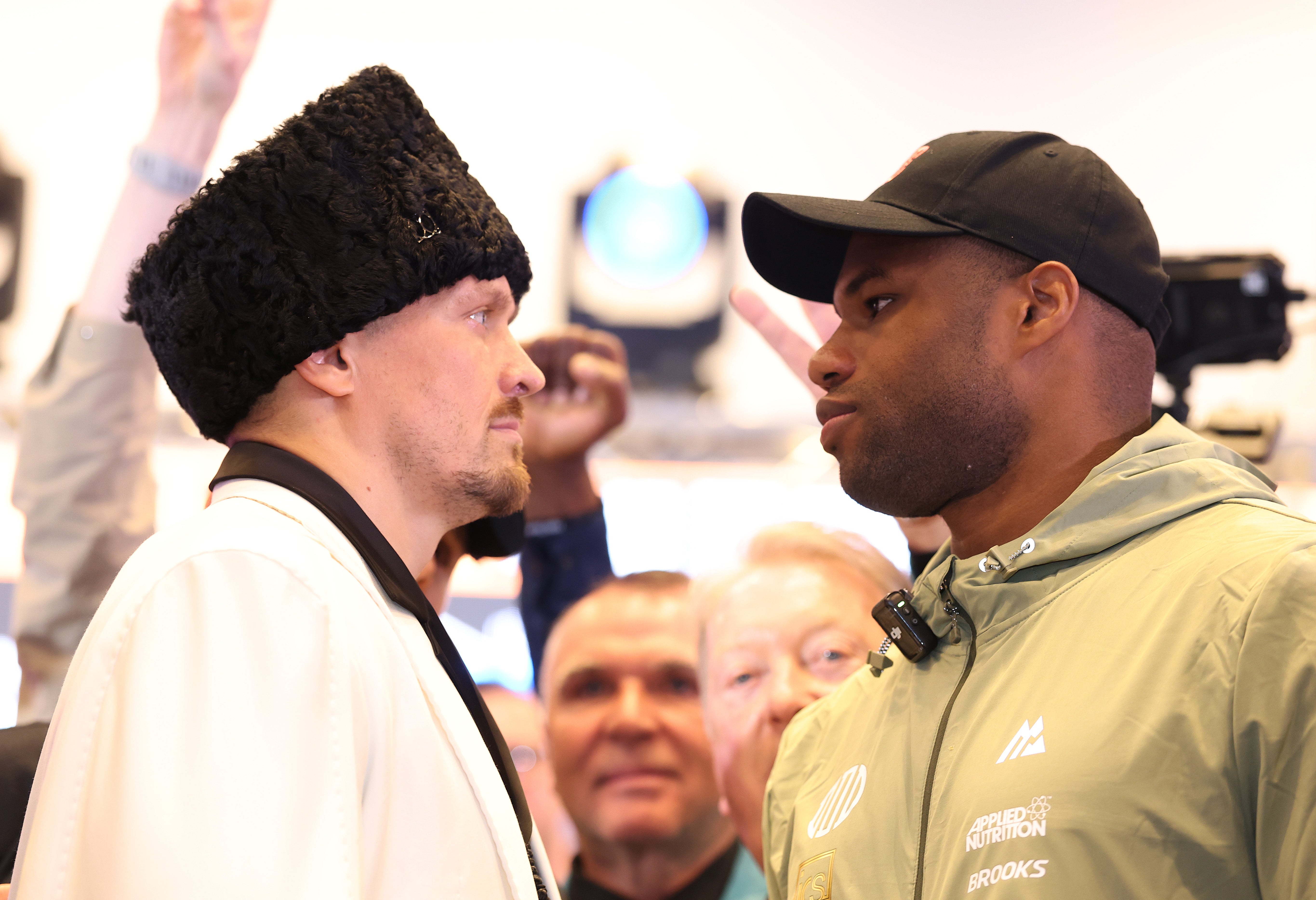 Oleksandr Usyk and Daniel Dubois face off during the 'Undisputed' press conference