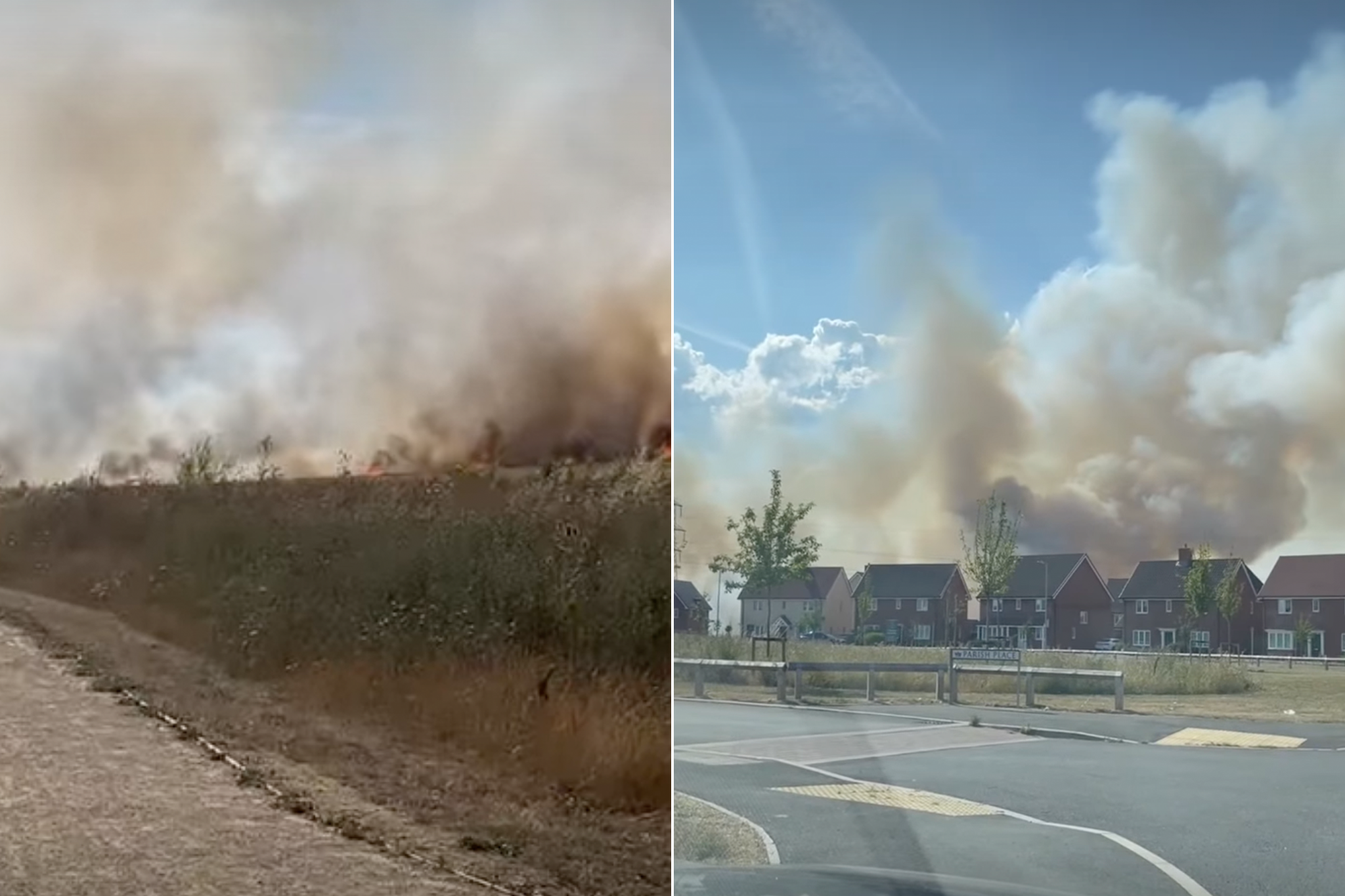 Firefighters rushed to the scene to tackle the blaze when it broke out near Amersham Court in Rayleigh on Friday