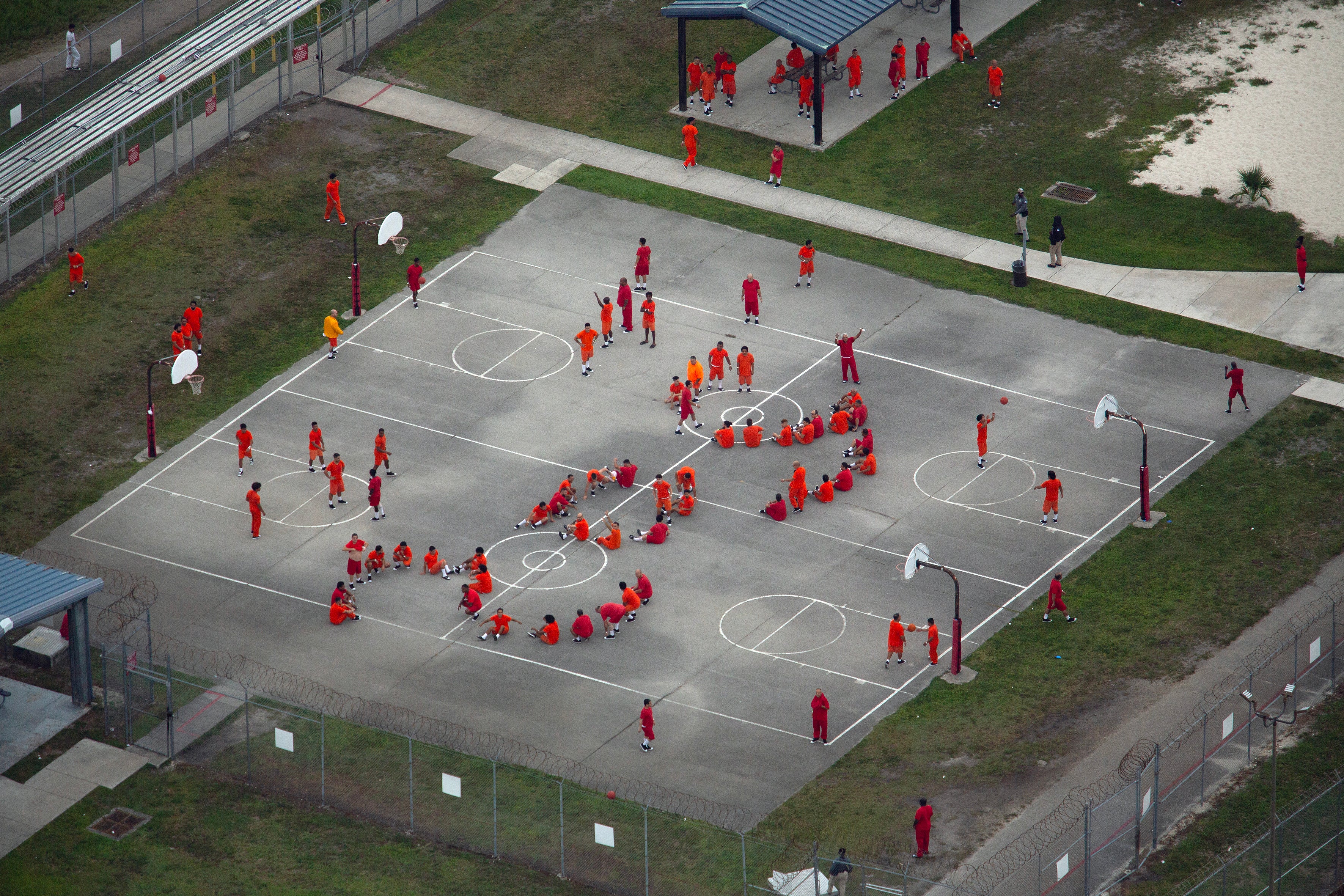 Detainees at an detention center in Miami spelled out ‘SOS’ from aerial view