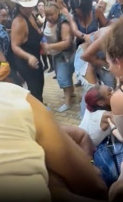 One person caught in the chaos on the escalator suffered a broken ankle and seven others were hospitalized with cuts and scrapes