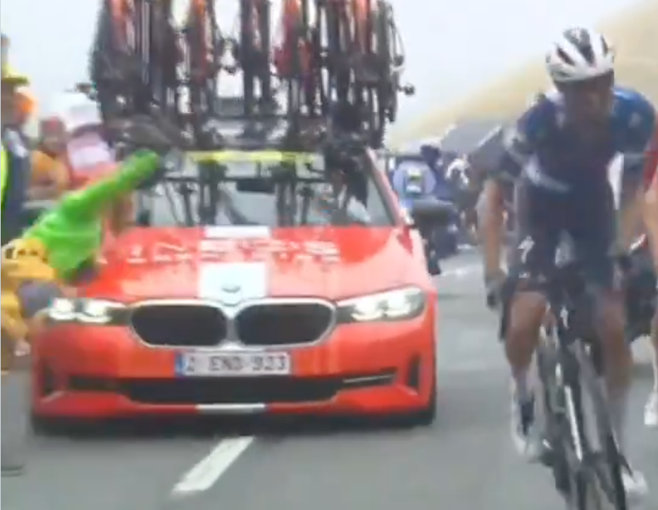 Ineos apologise after hitting spectator with support car during Tour de France