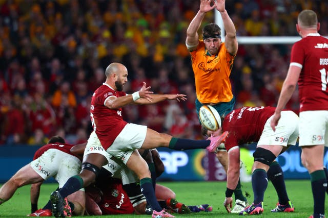 <p>Scrum-half Jamison Gibson-Park confidently clears the ruck in the Lions’ first Test against Australia</p>