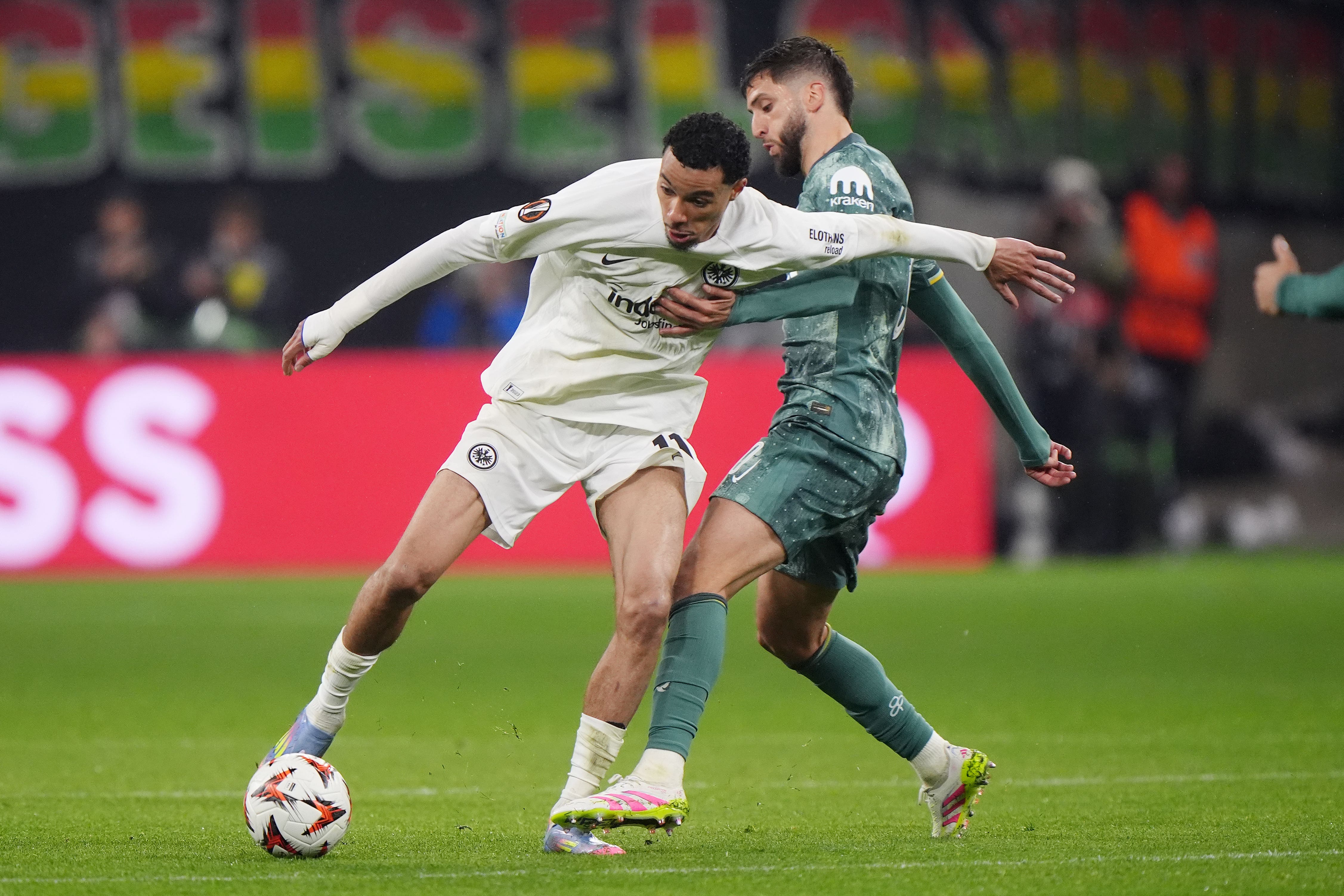 Hugo Ekitike, left, is closing in on a deal to join Liverpool (Bradley Collyer/PA)