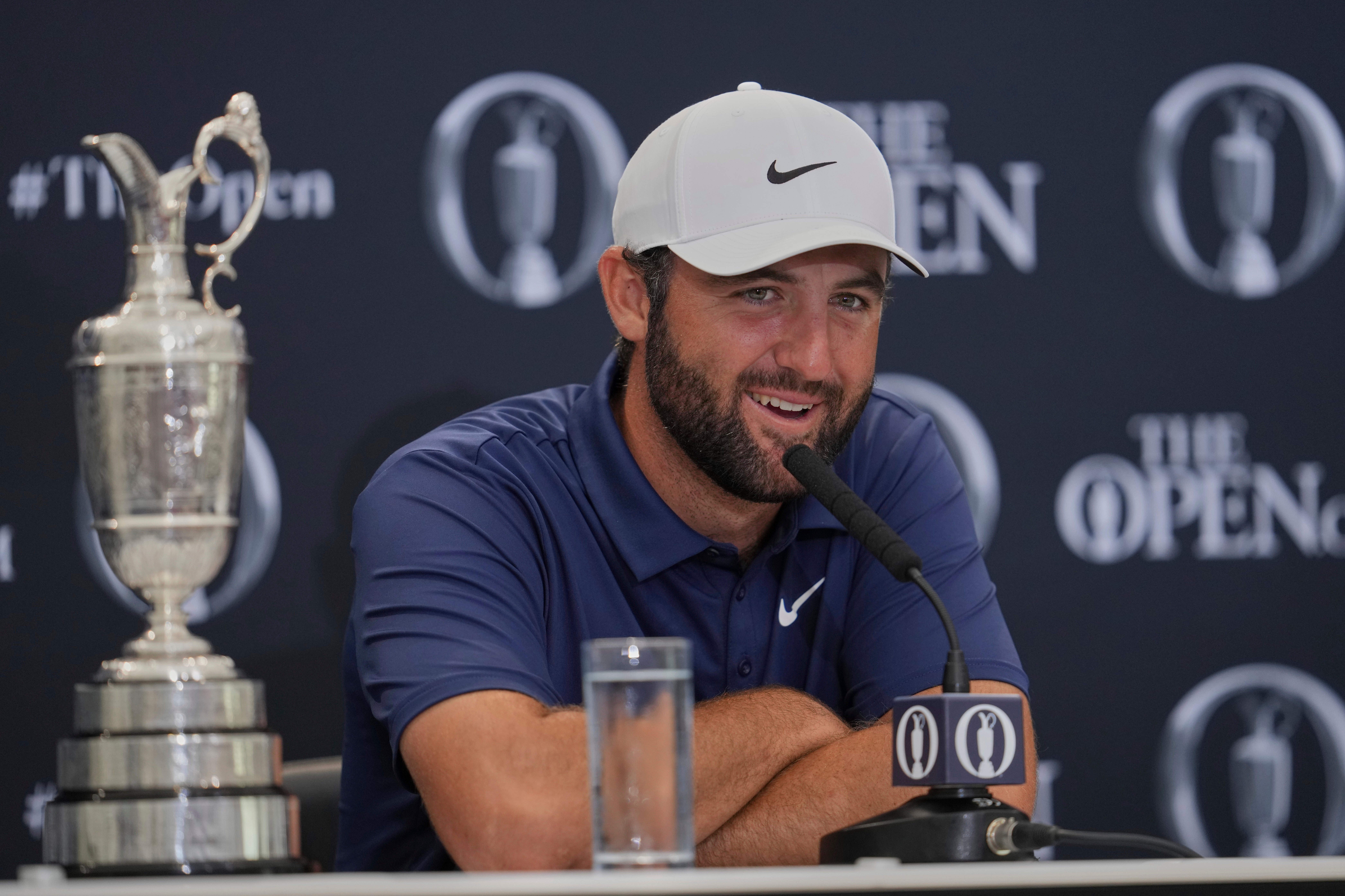 Scottie Scheffler of the United States speak at a press conference after winning the British Open golf championship