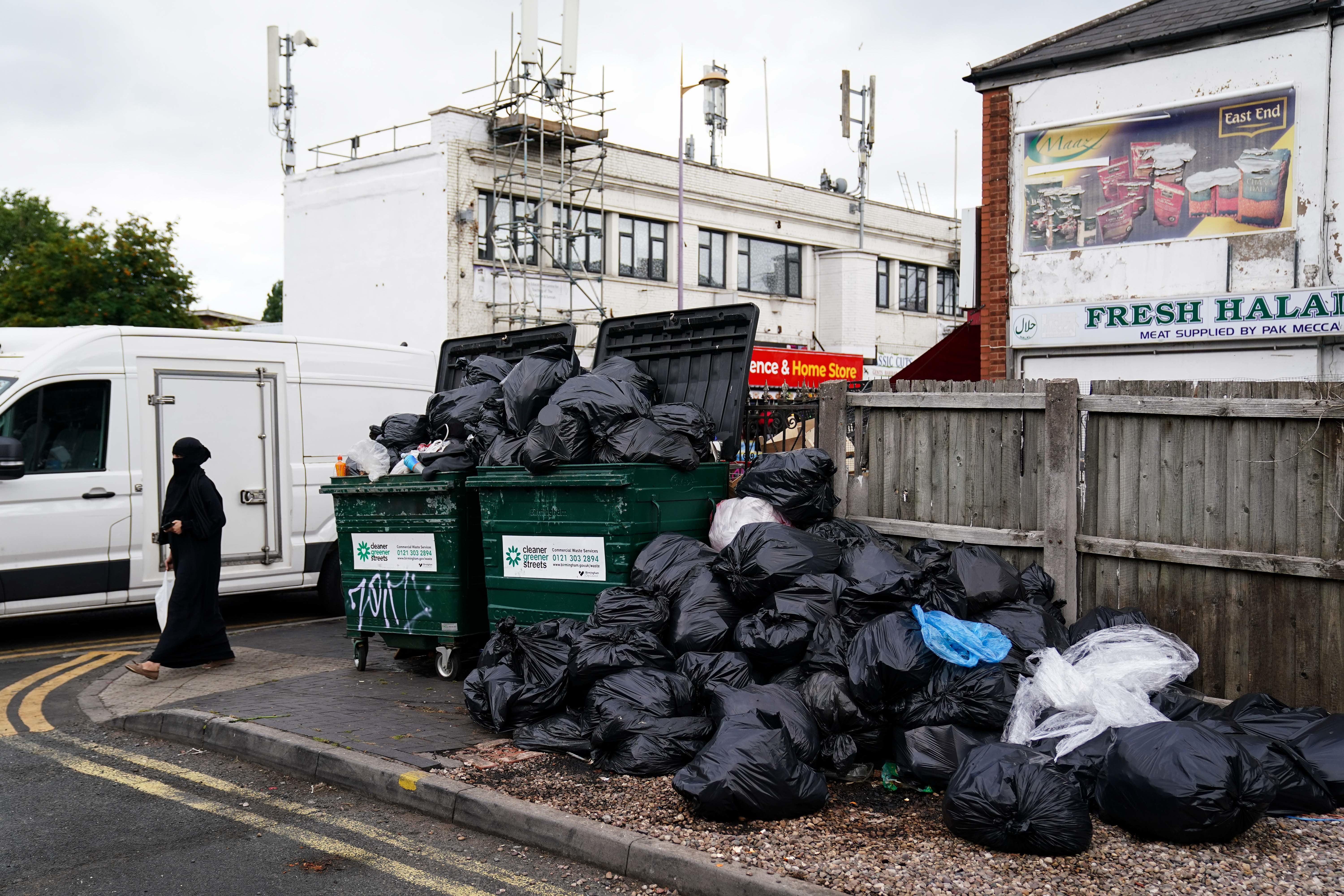 Bags of rubbish have been piling up across Birmingham’s streets (Jacob King/PA)