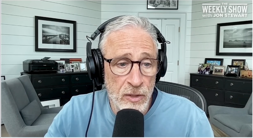 Jon Stewart was asked about what he thought of Colbert's show cancellation Thursday