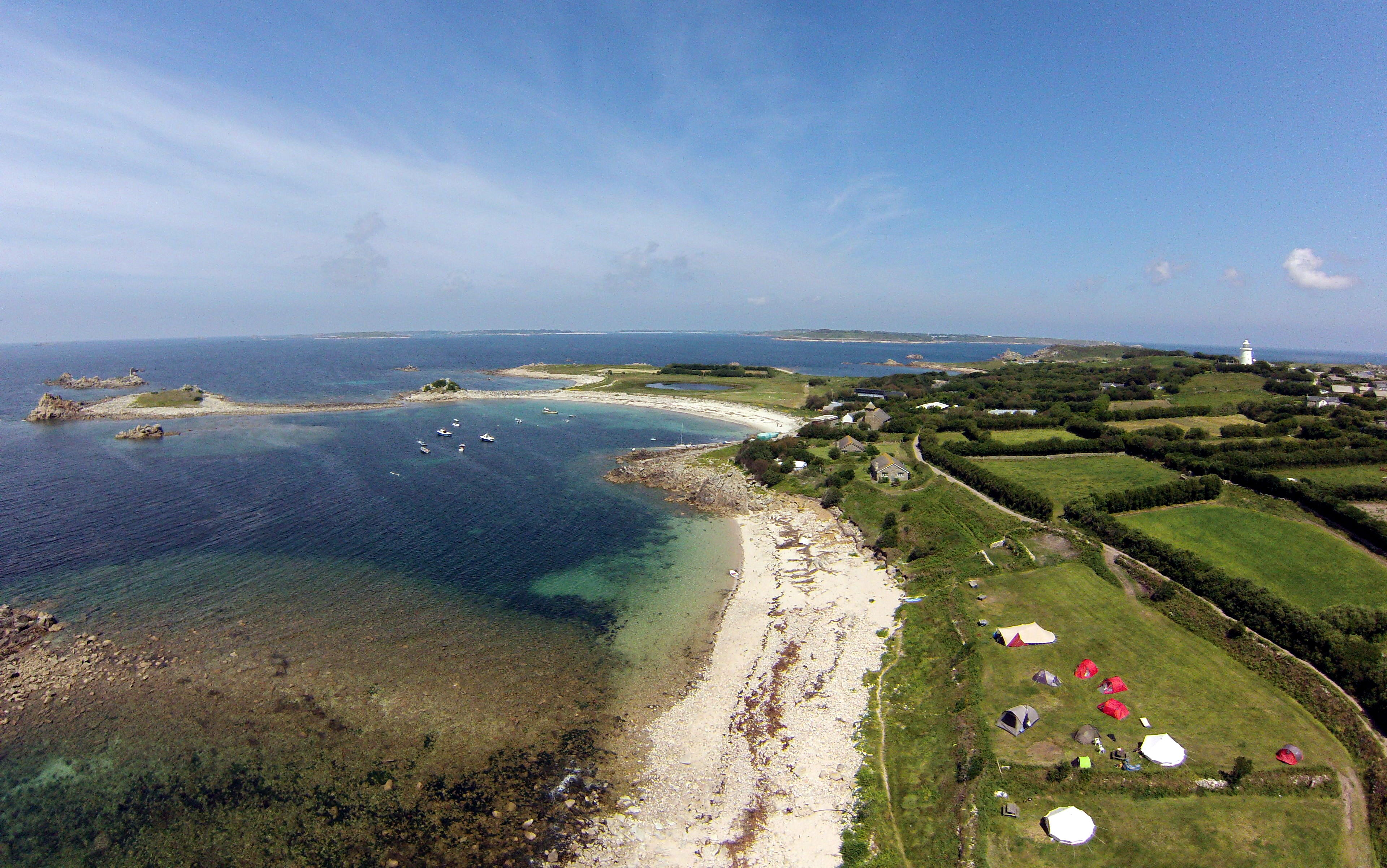 Troytown Farm on the Isles of Scilly has incredible, far-reaching views and a lovely beach